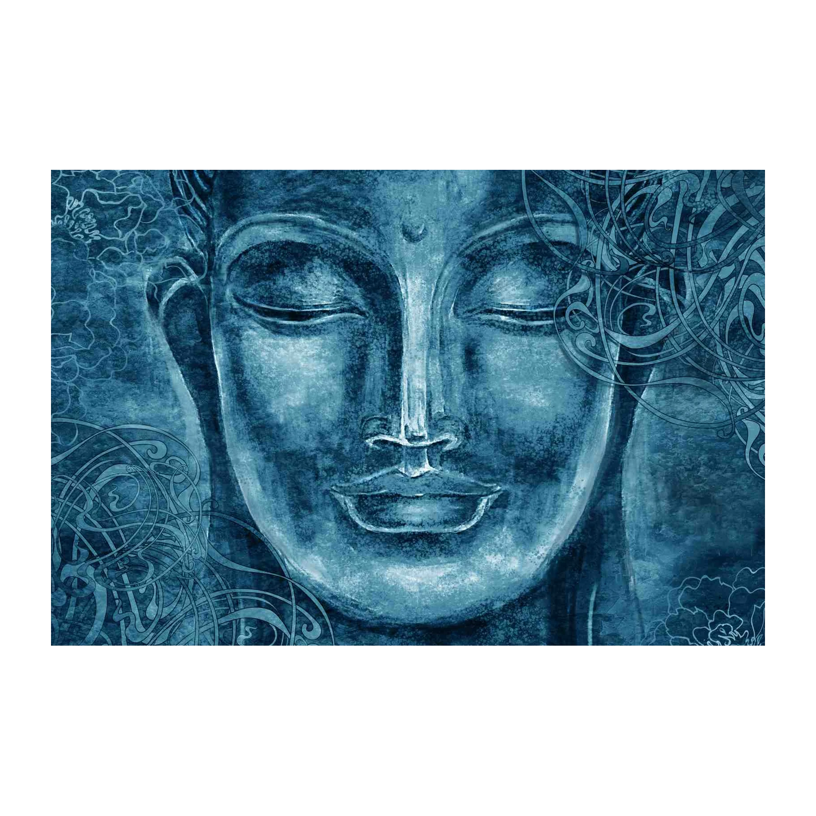 Serene Blue Buddha Face Zen Wall Art