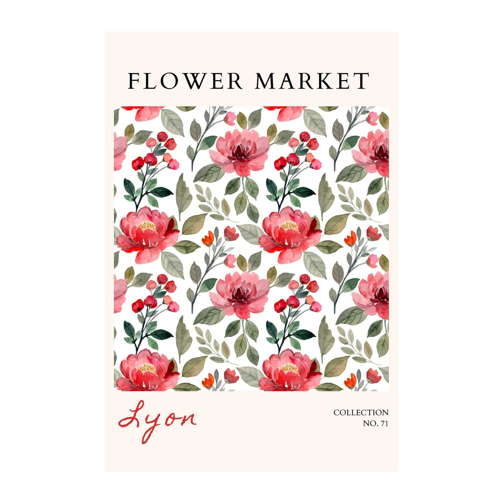 Elegant Pink Peony Flower Market Wall Art