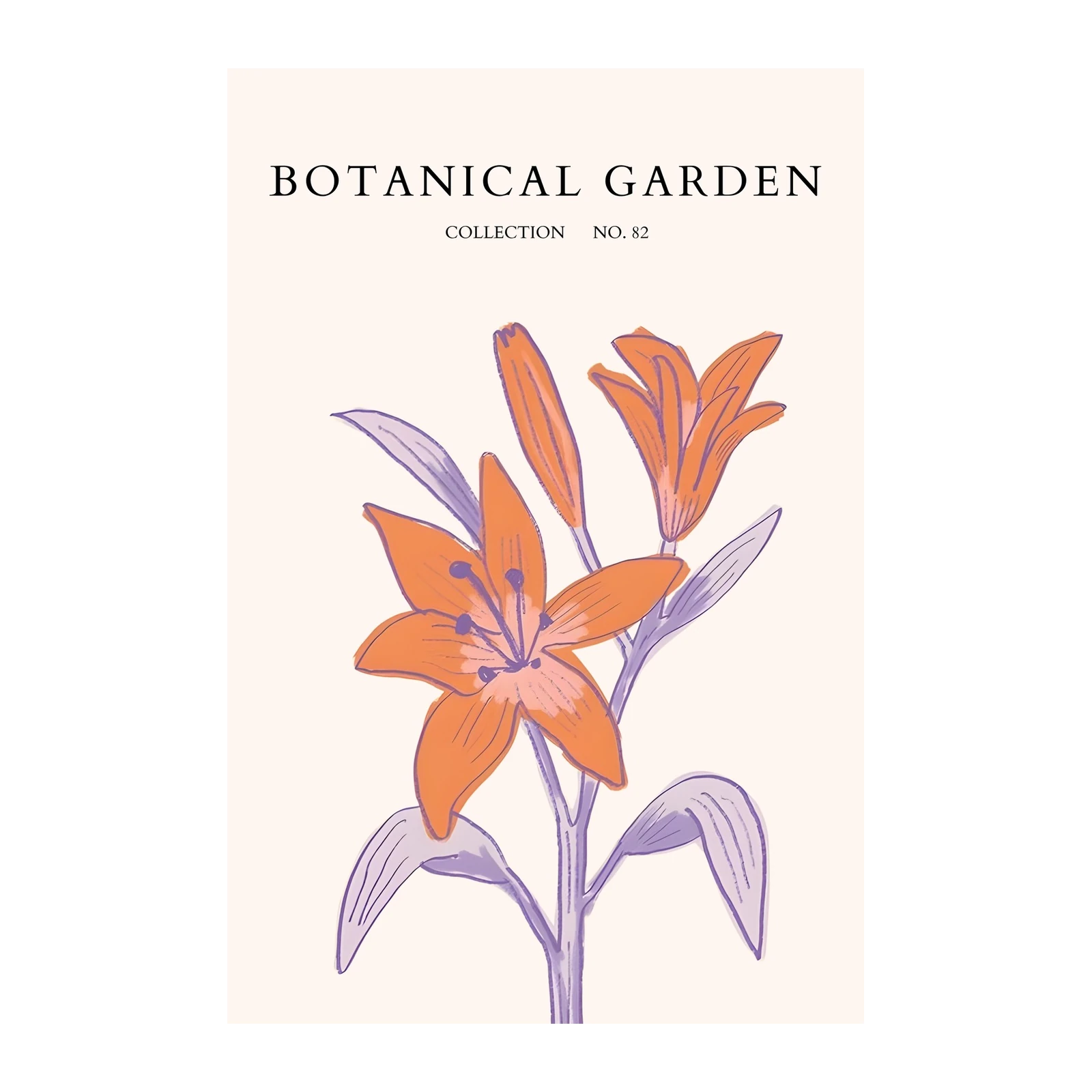 Elegant Orange Lily Botanical Art Wall Art
