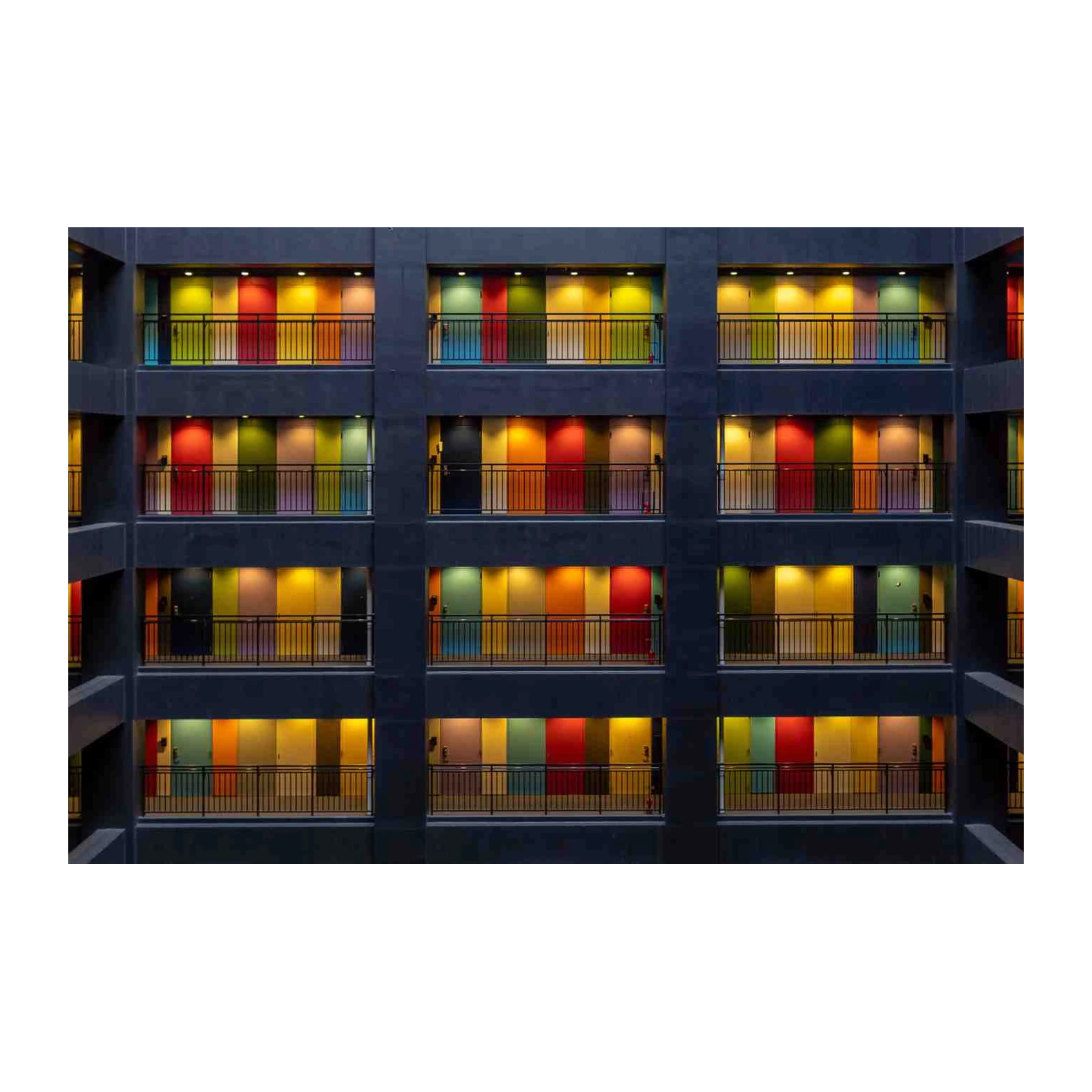 Vibrant Colorful Doors Apartment Building Wall Art
