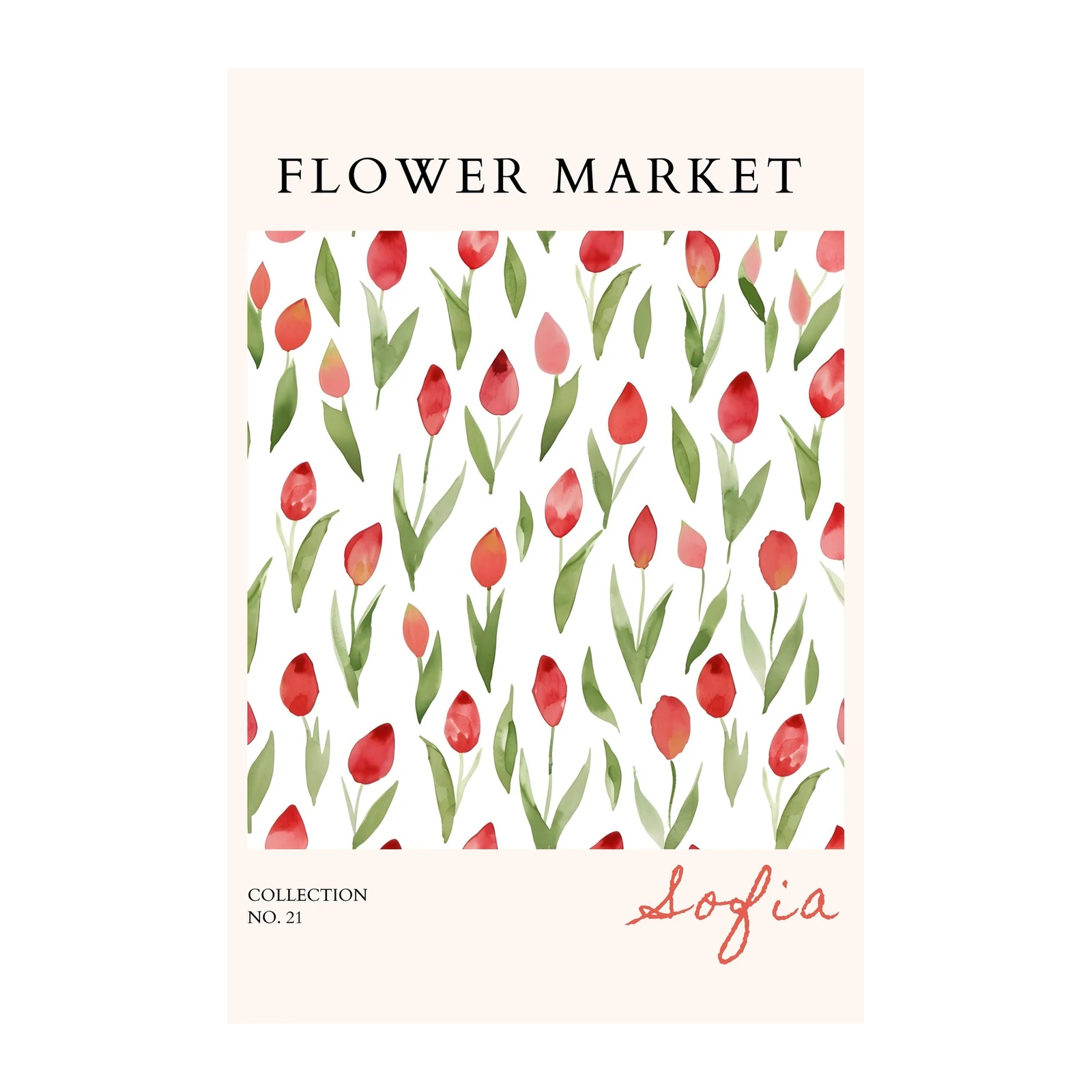 Sofia Floral Watercolor Tulips Wall Art