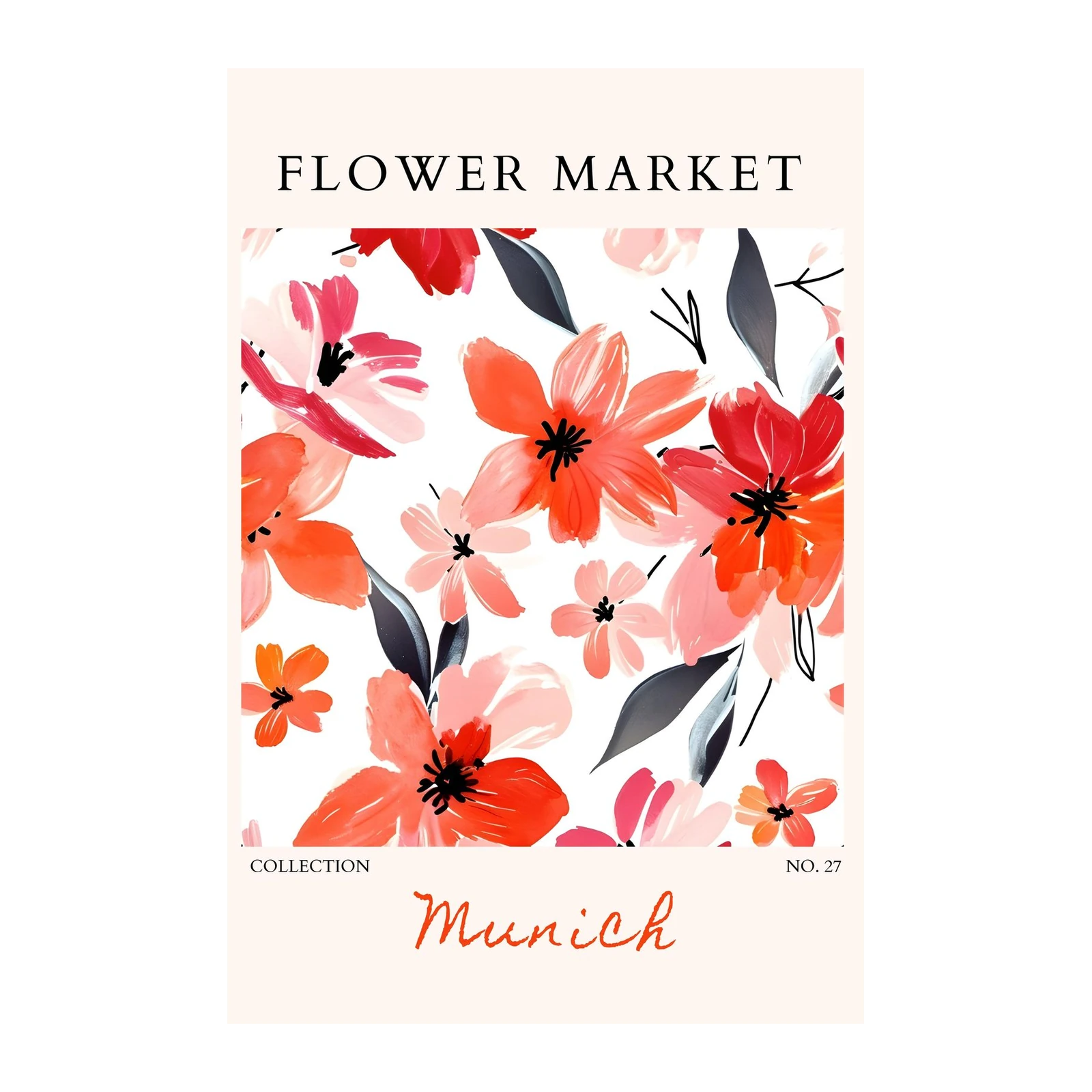 Vibrant Floral Market Munich Wall Art