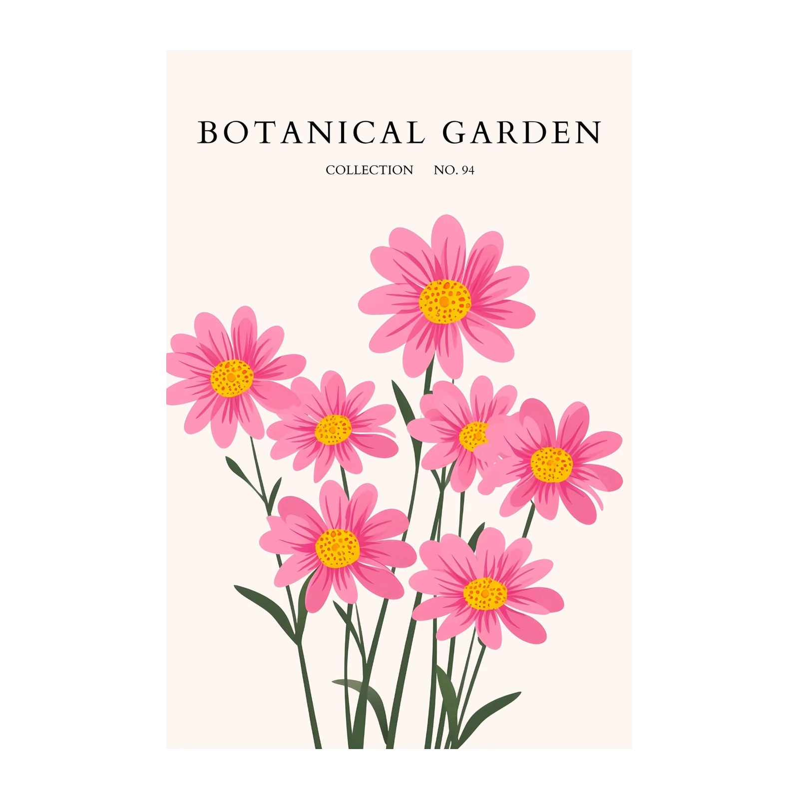 Charming Pink Daisy Botanical Garden Wall Art