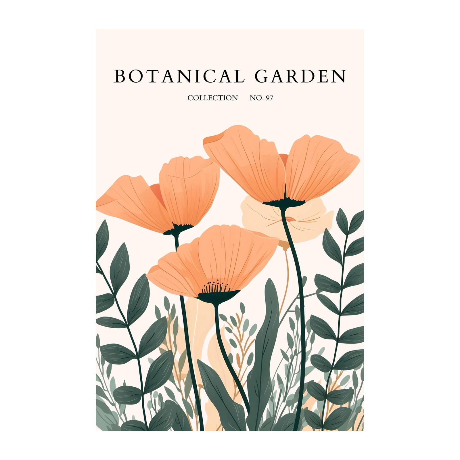 Peach Poppy Botanical Garden Wall Art