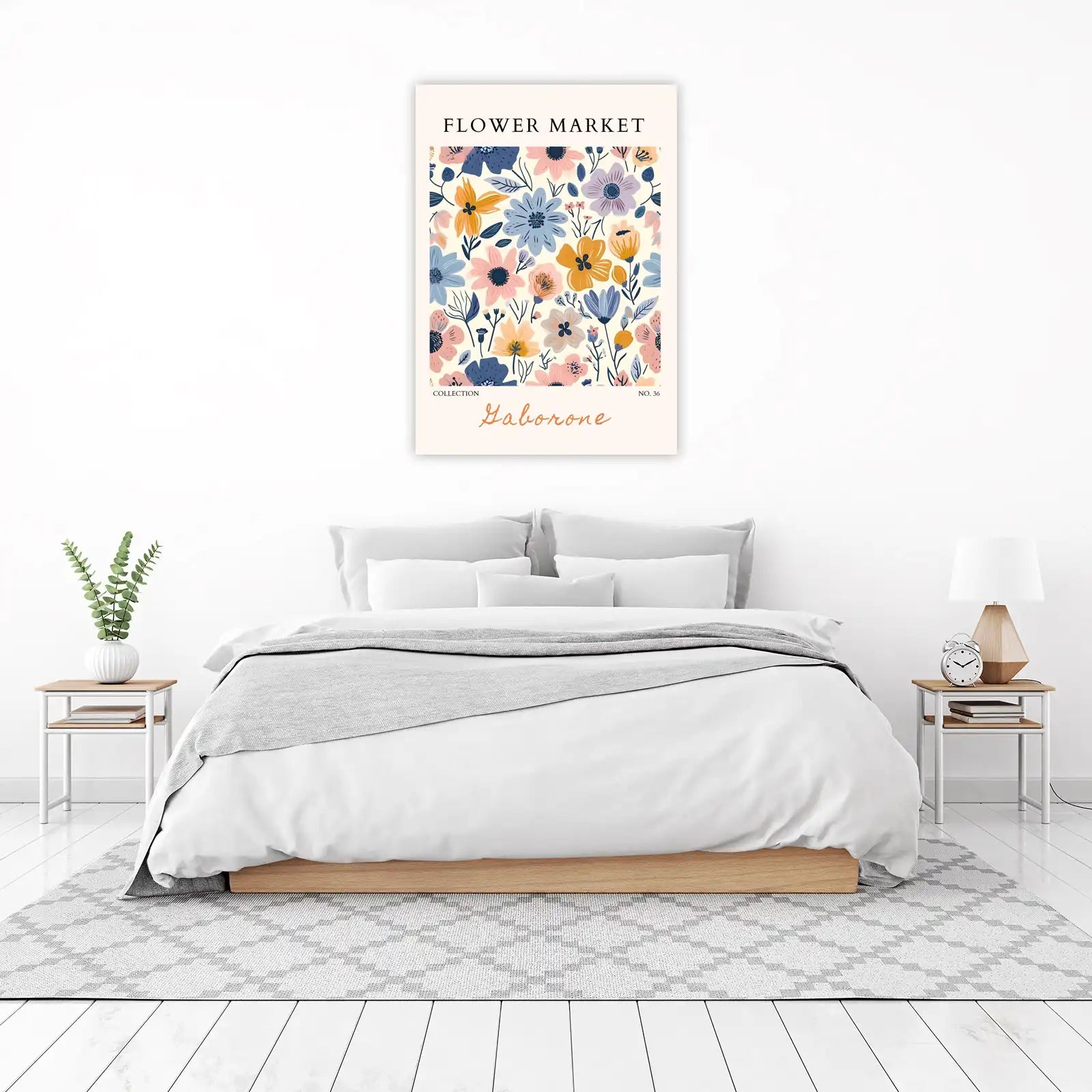 Vibrant Floral Market Gaborone Wall Art