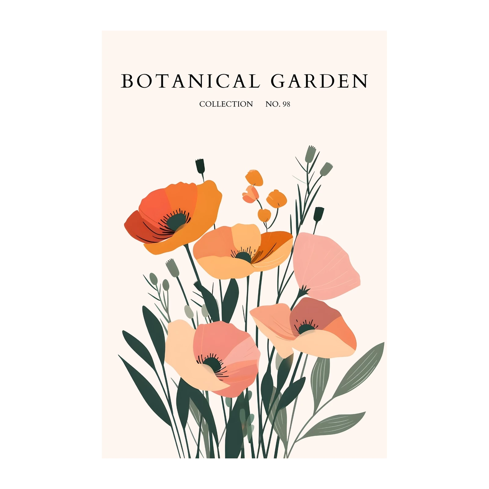 Abstract Poppy Floral Botanical Garden Wall Art
