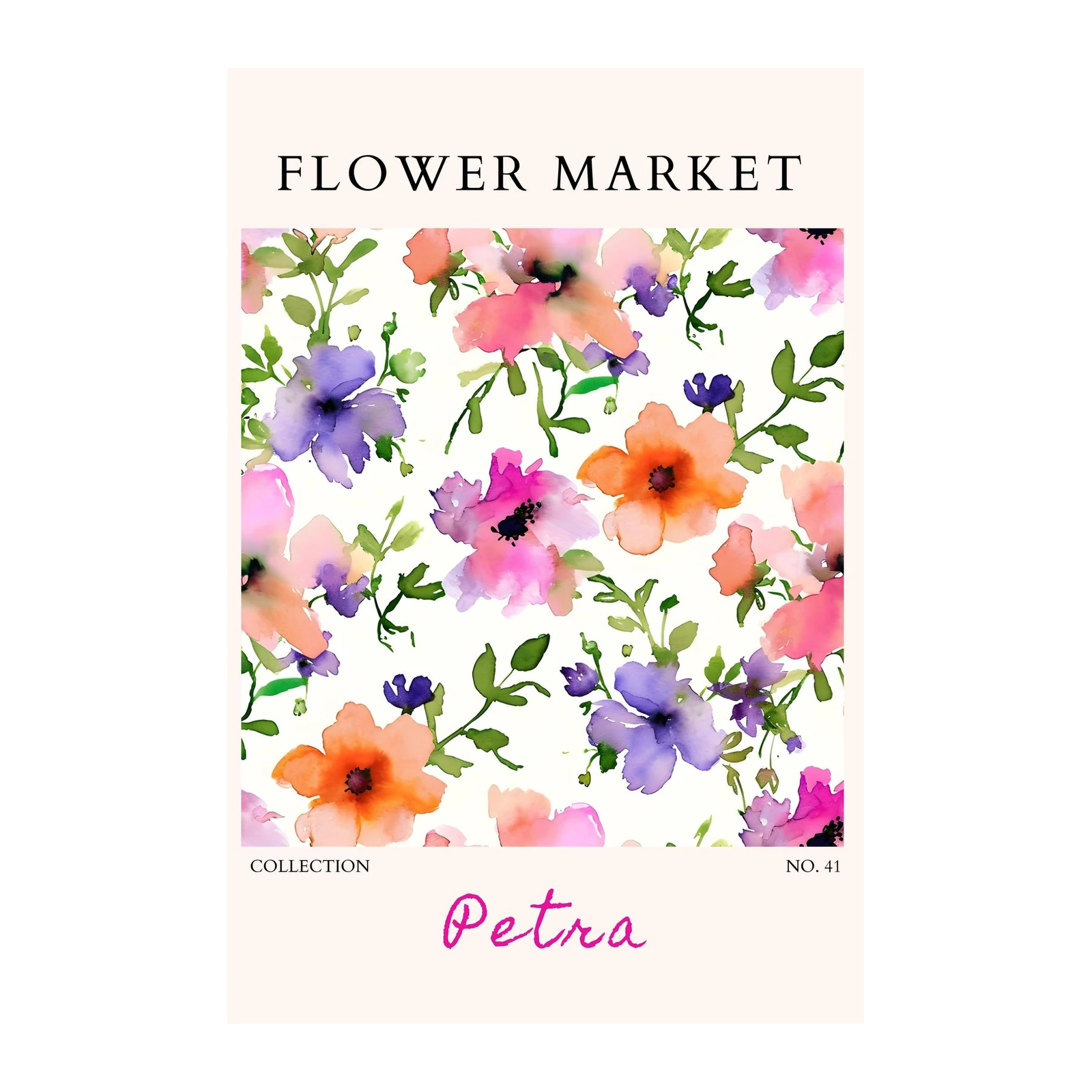 Vibrant Floral 'Flower Market' Watercolor Wall Art