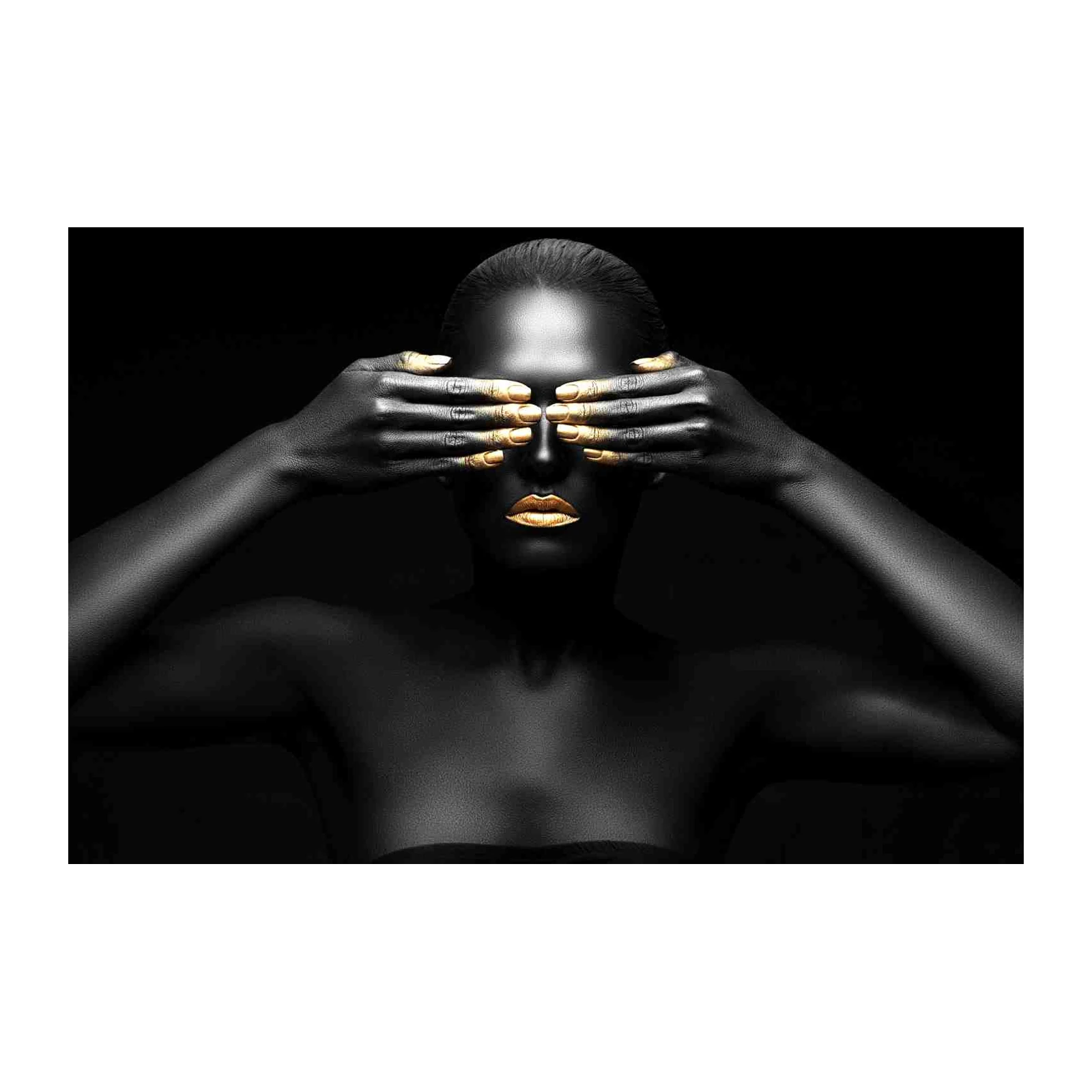Mysterious Gold Lips & Eyes Wall Art