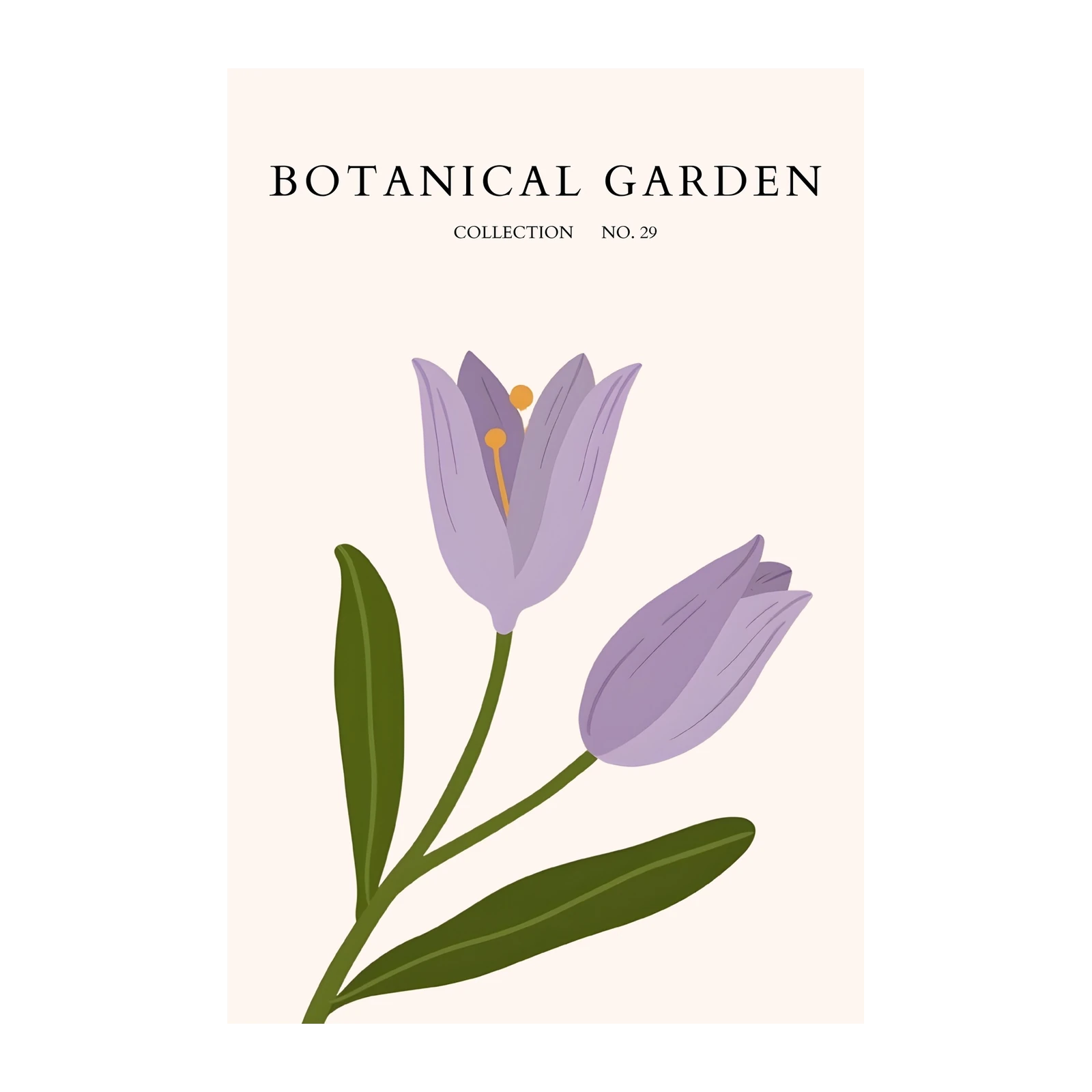 Serene Lavender Tulips Botanical Wall Art