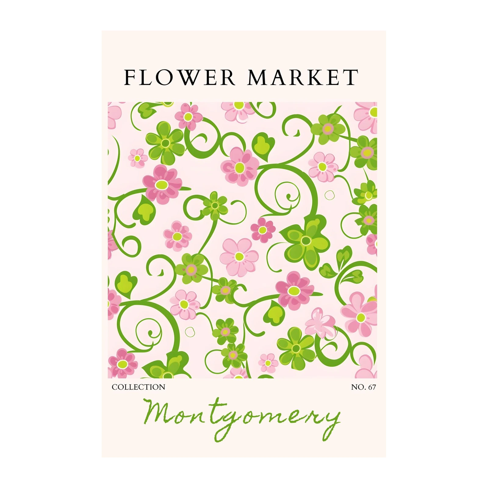 Pink & Green Floral Delight Wall Art