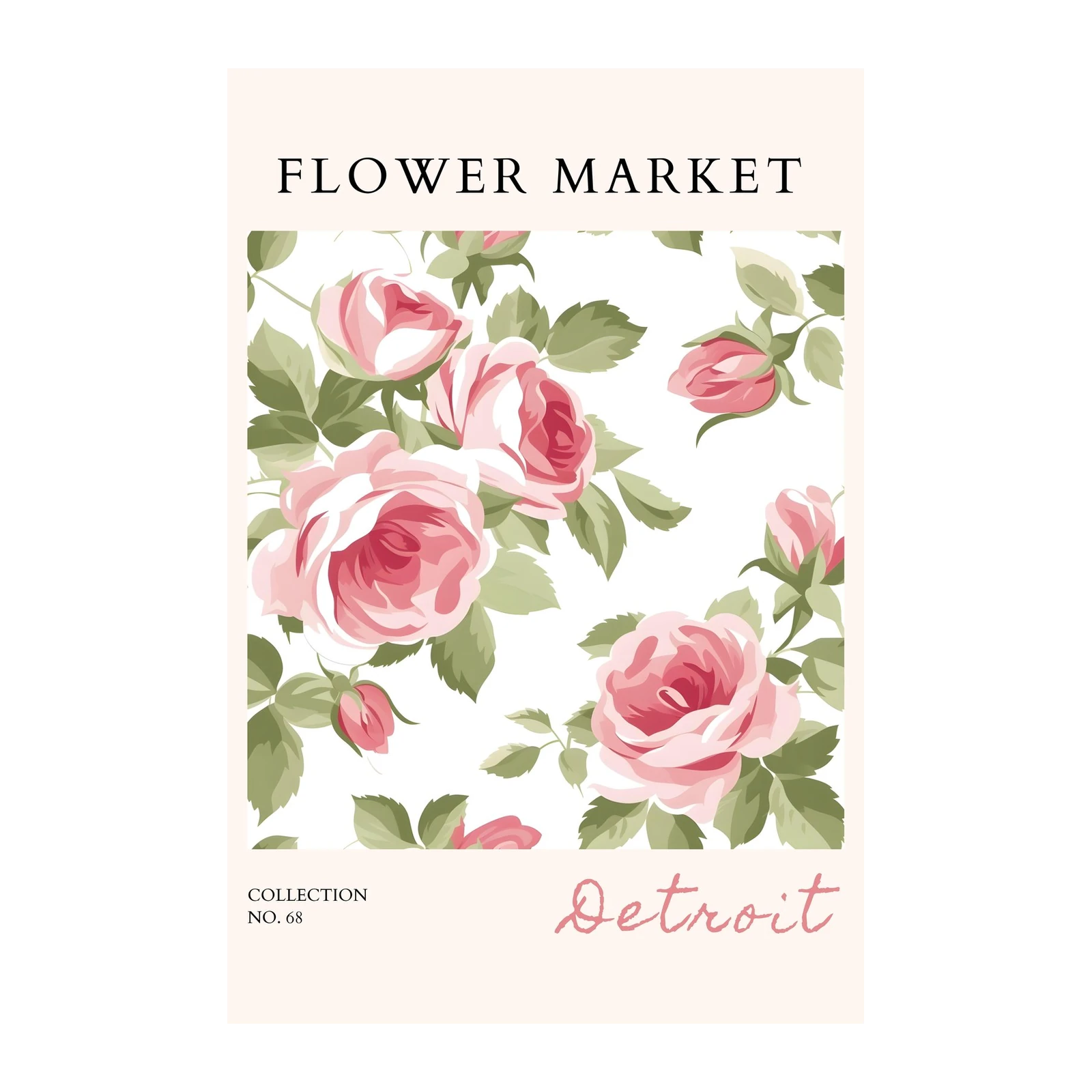 Vintage Rose Garden Floral Wall Art