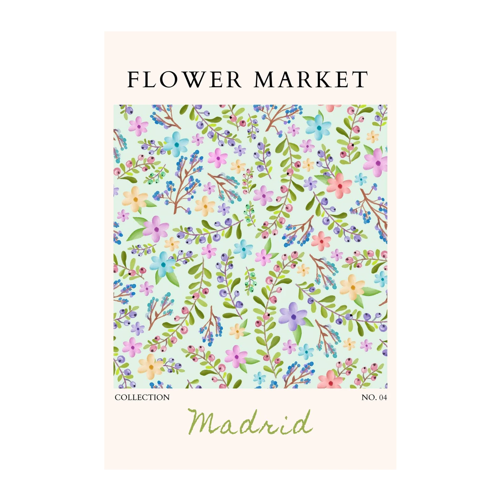 Vibrant Floral Market Madrid Art Wall Art