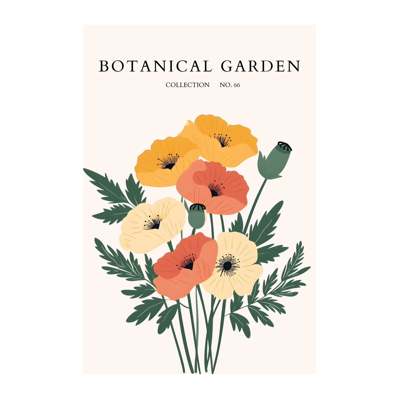 Vibrant Poppy Botanical Garden Wall Art