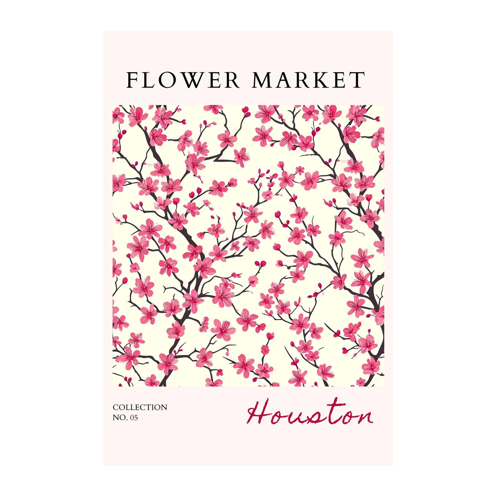 Pink Cherry Blossom Flower Market Wall Art