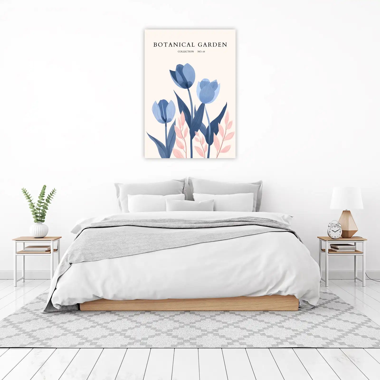 Serene Blue Tulips Botanical Garden Wall Art
