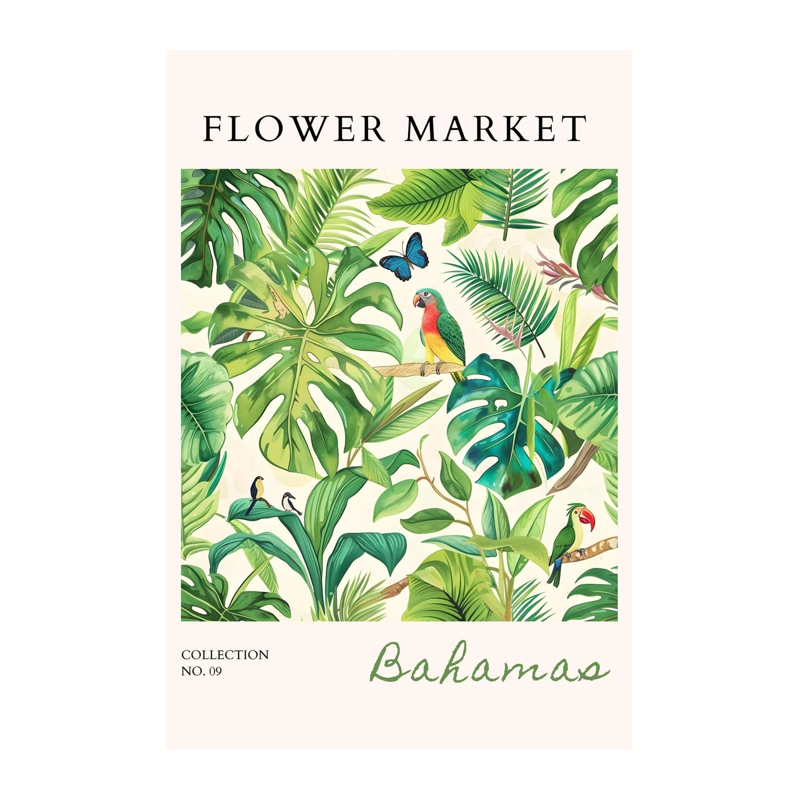 Tropical Paradise Parrot & Botanical Wall Art