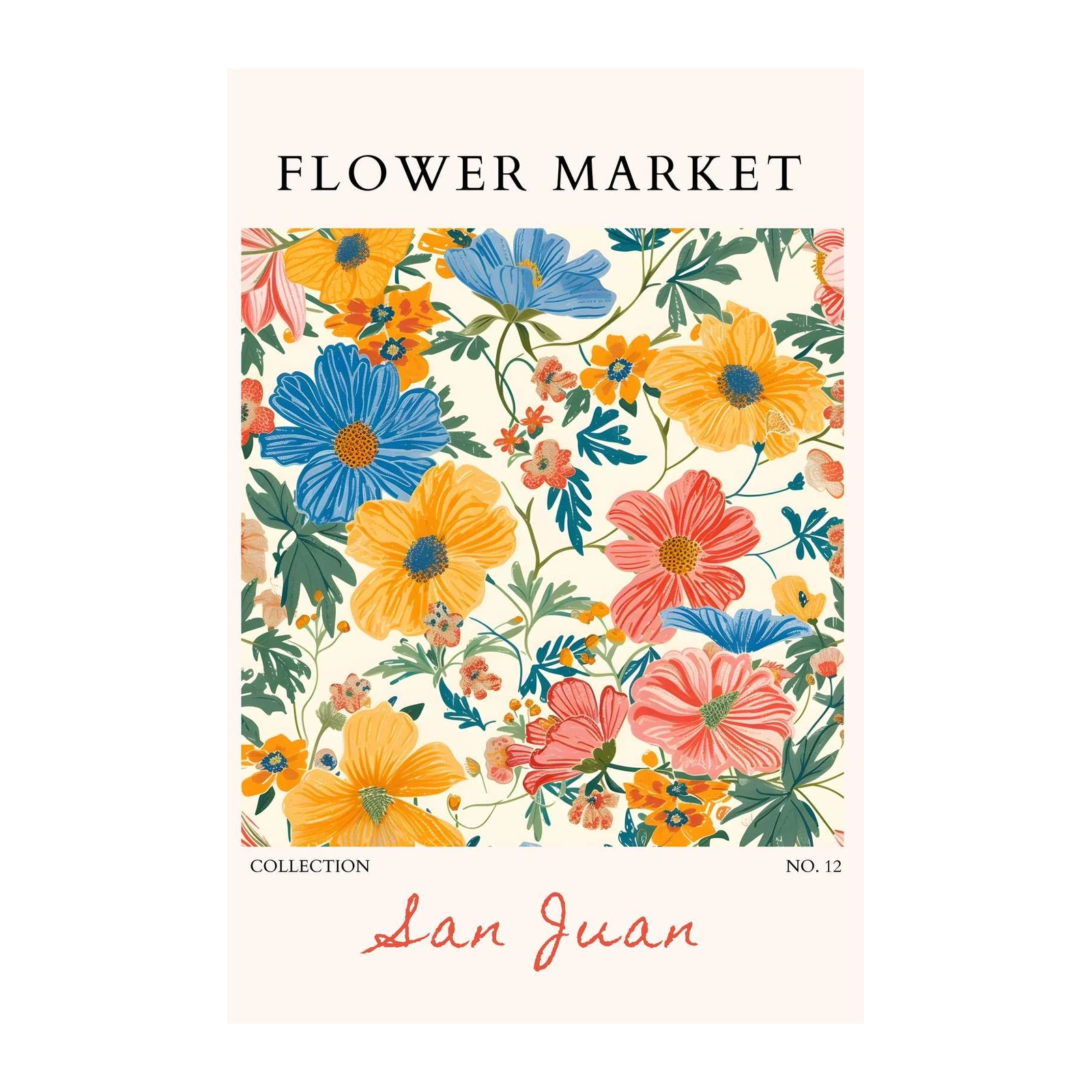 Vibrant Floral Market San Juan Wall Art