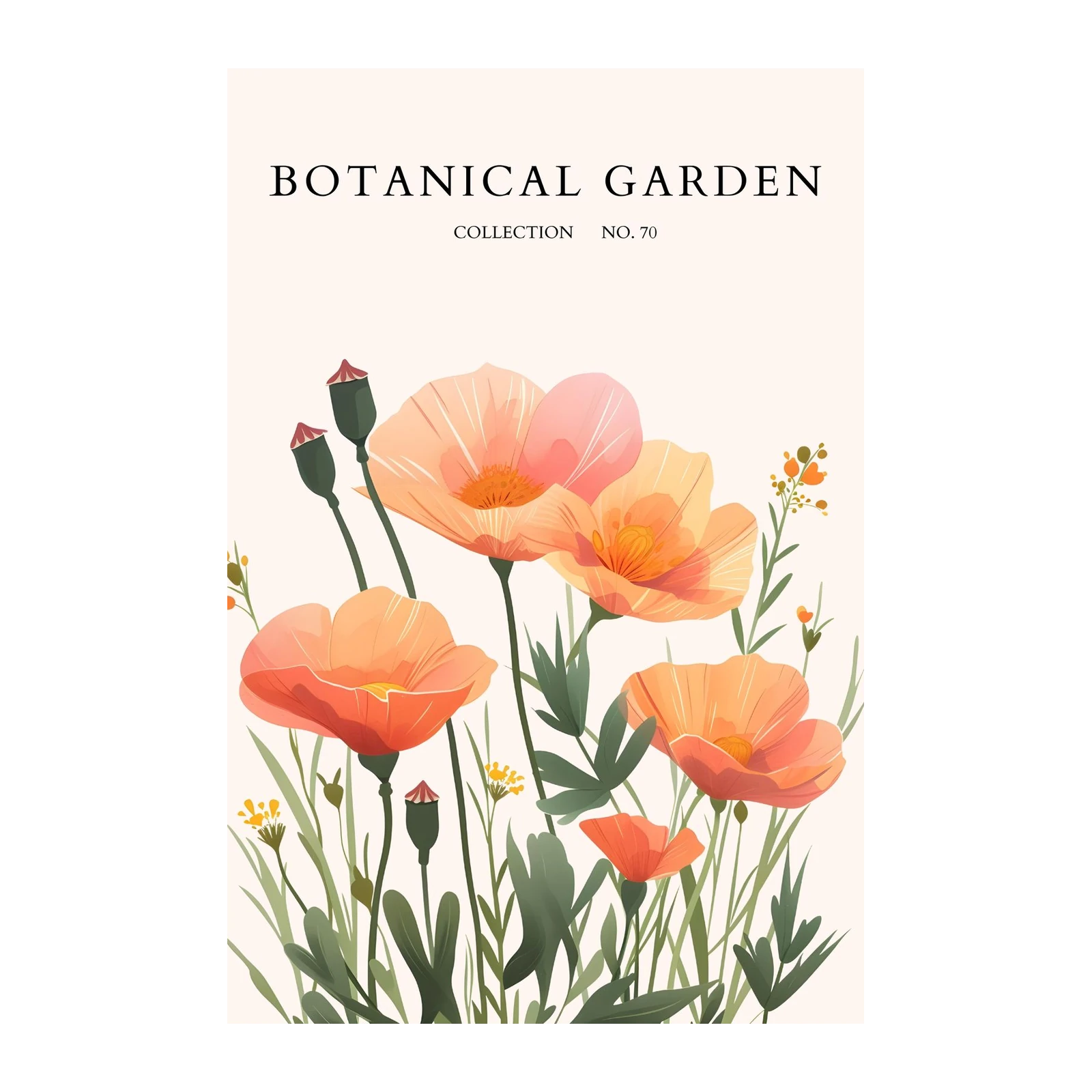 Serene Poppy Meadow Botanical Art Wall Art