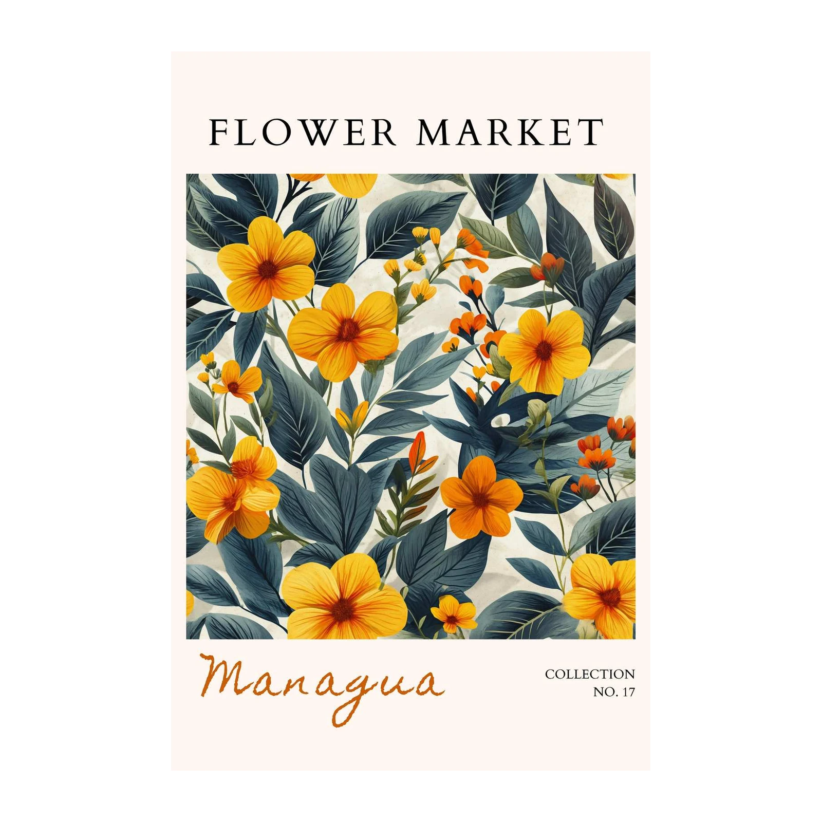 Vibrant Floral Market Managua Yellow Flower Wall Art