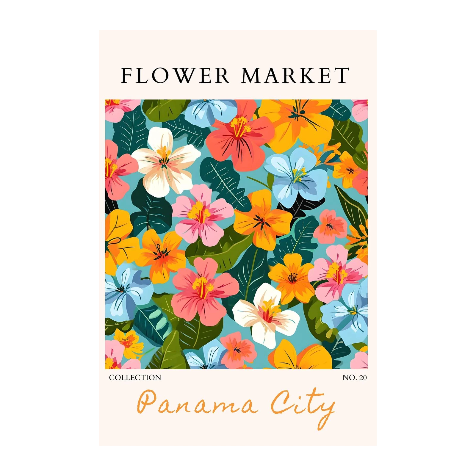 Tropical Floral Market Wall Art | Vibrant Paradise Art