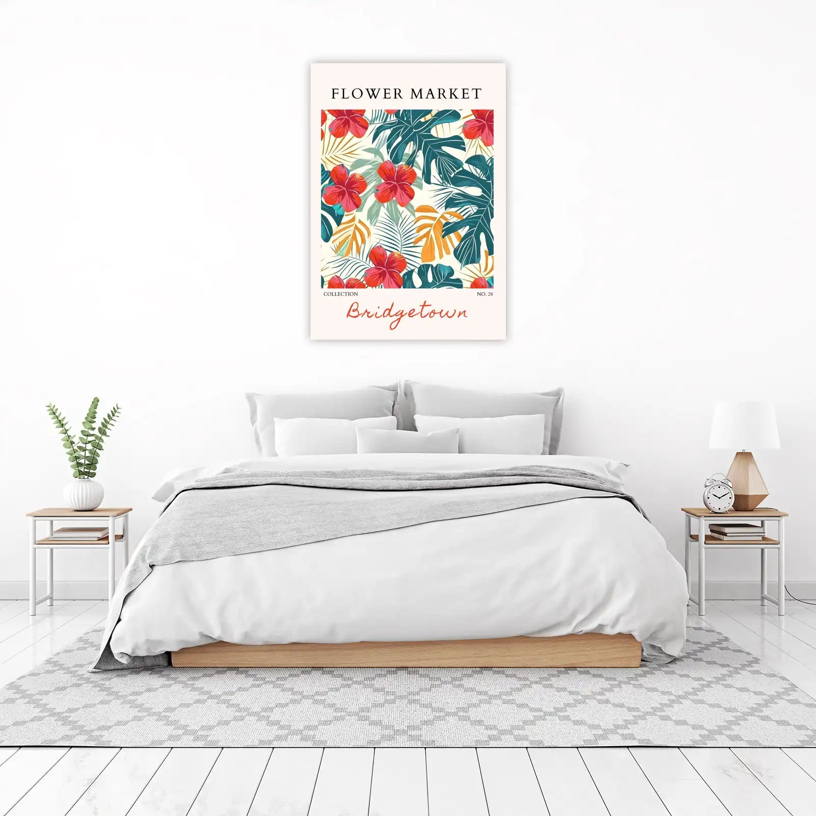 Tropical Hibiscus & Palm Leaf Wall Art