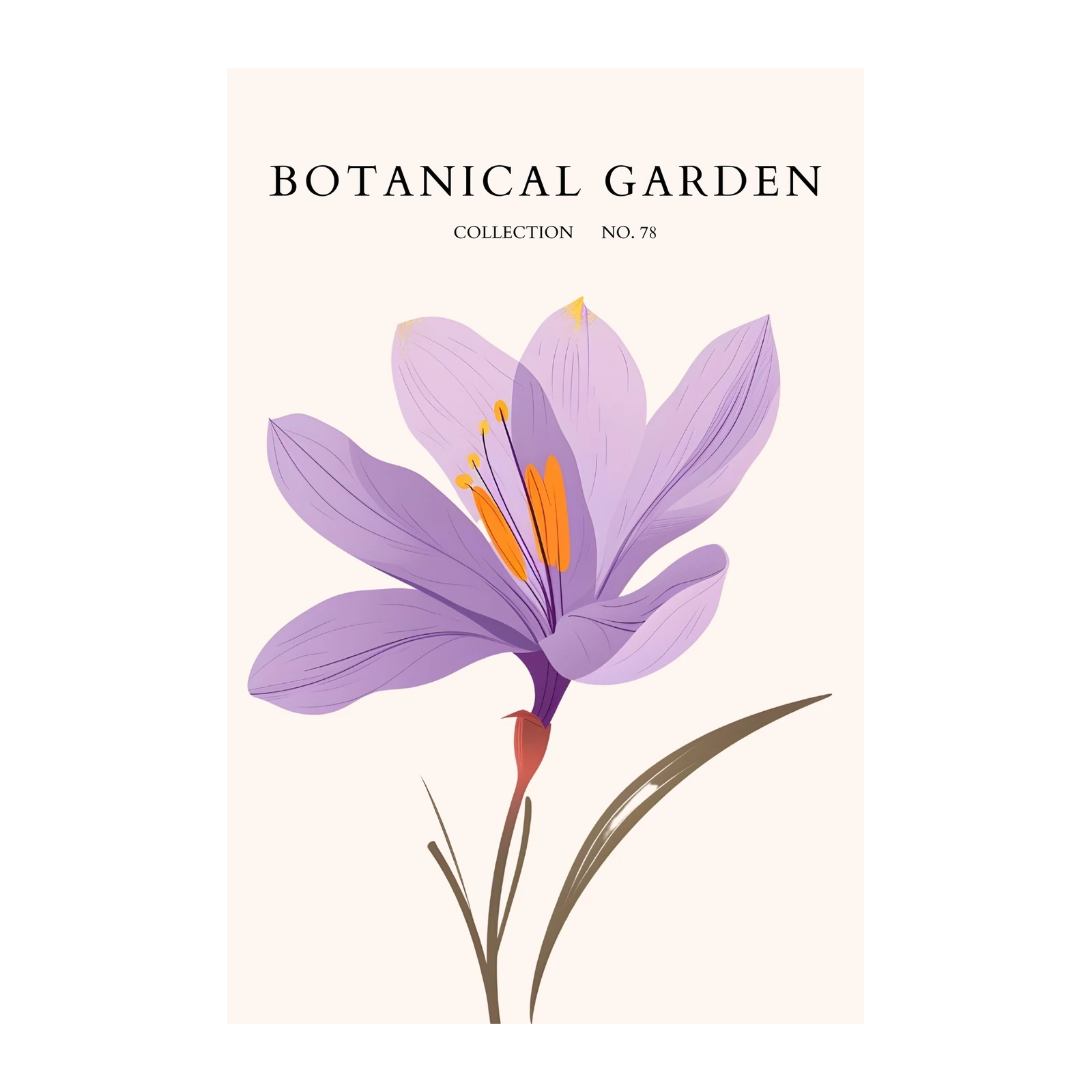 Elegant Purple Saffron Botanical Garden Wall Art
