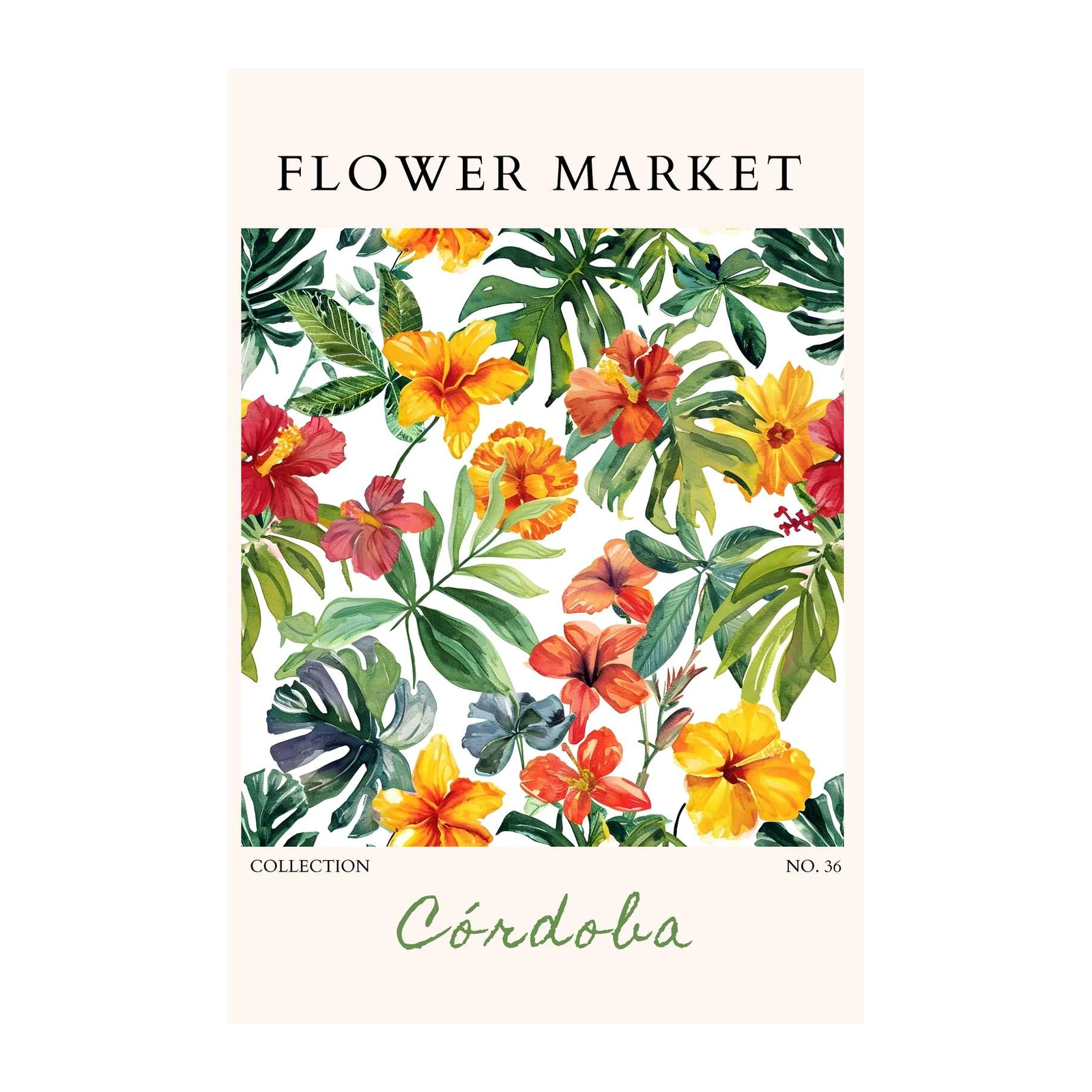 Vibrant Tropical Floral Market Wall Art