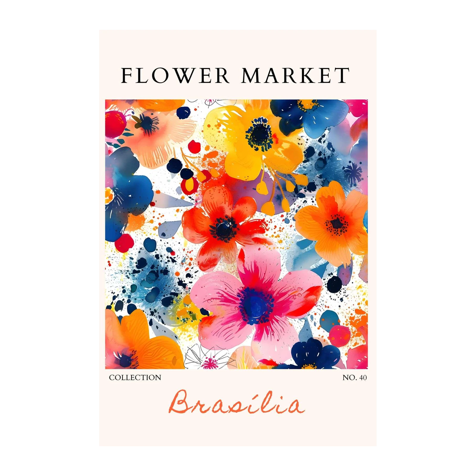 Vibrant Floral Market "Brasilia" Wall Art