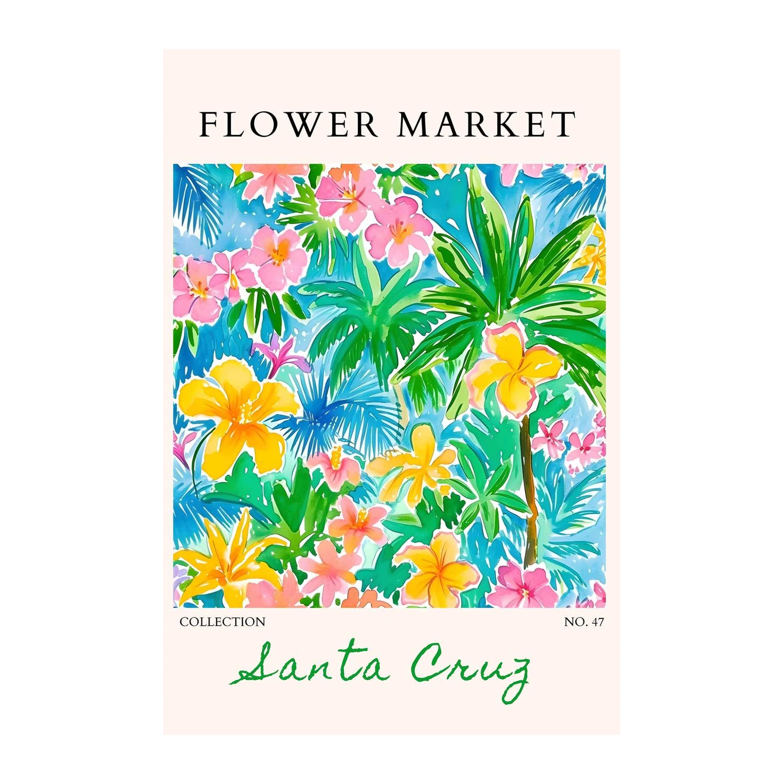 Vibrant Floral & Palm Trees Wall Art