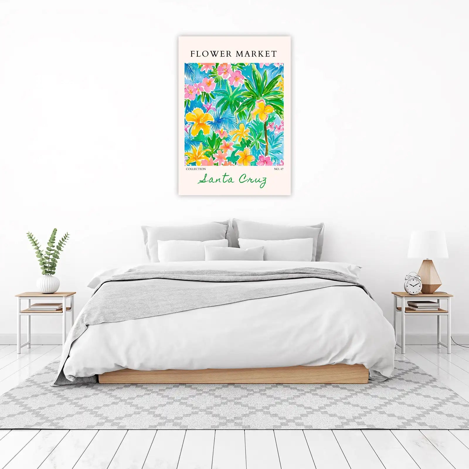 Vibrant Floral & Palm Trees Wall Art