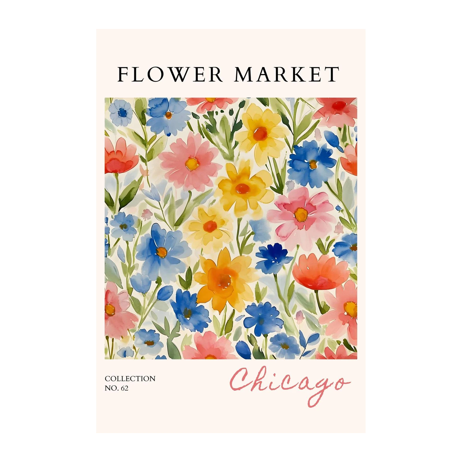 Vibrant Floral Market 'Chicago' Wall Art