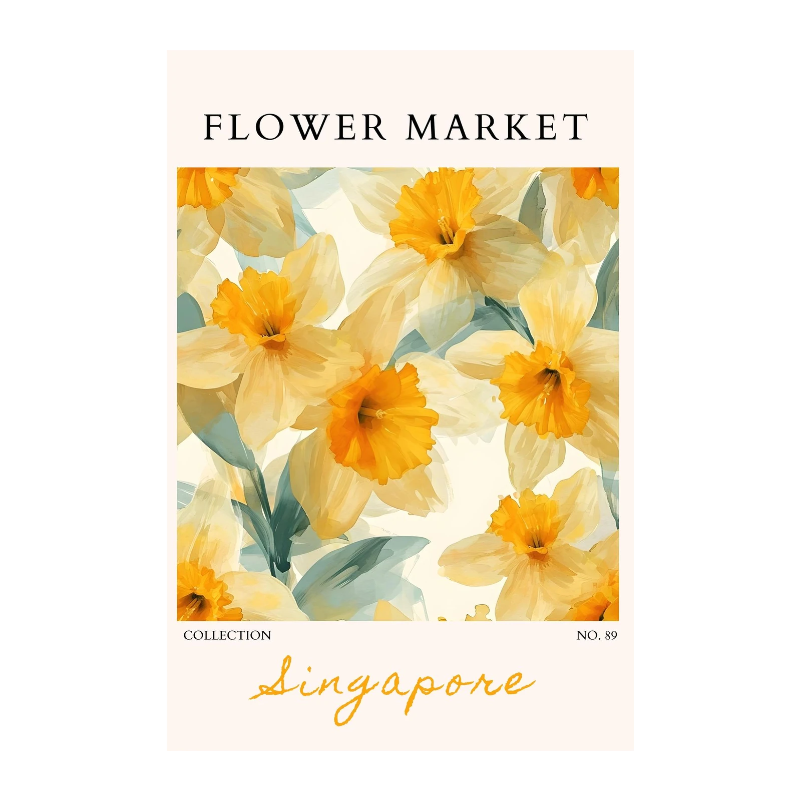 Vibrant Daffodil Market Floral Wall Art