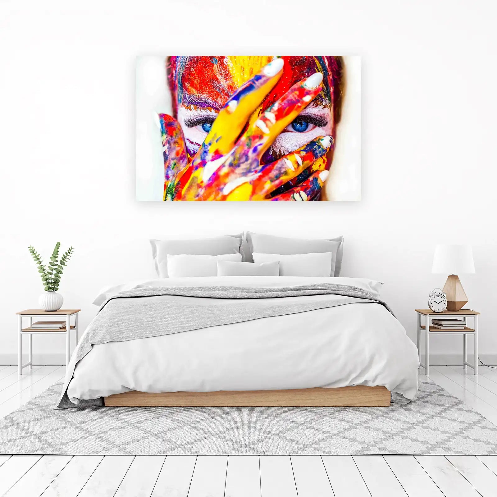 Vibrant Abstract Face Paint Wall Art