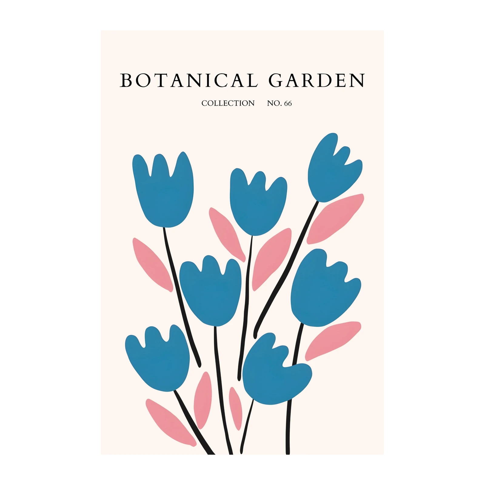 Abstract Blue Floral Botanical Garden Wall Art