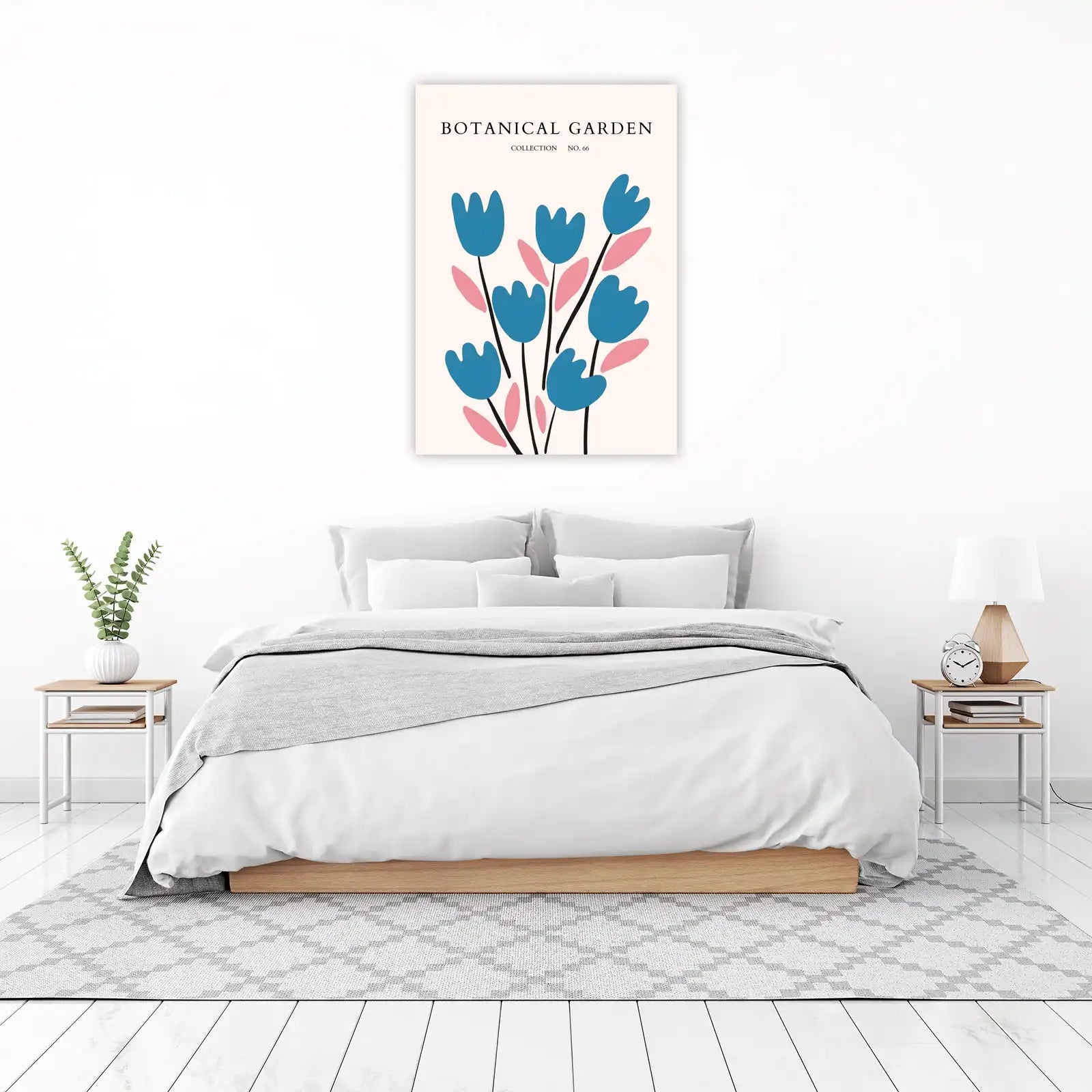 Abstract Blue Floral Botanical Garden Wall Art
