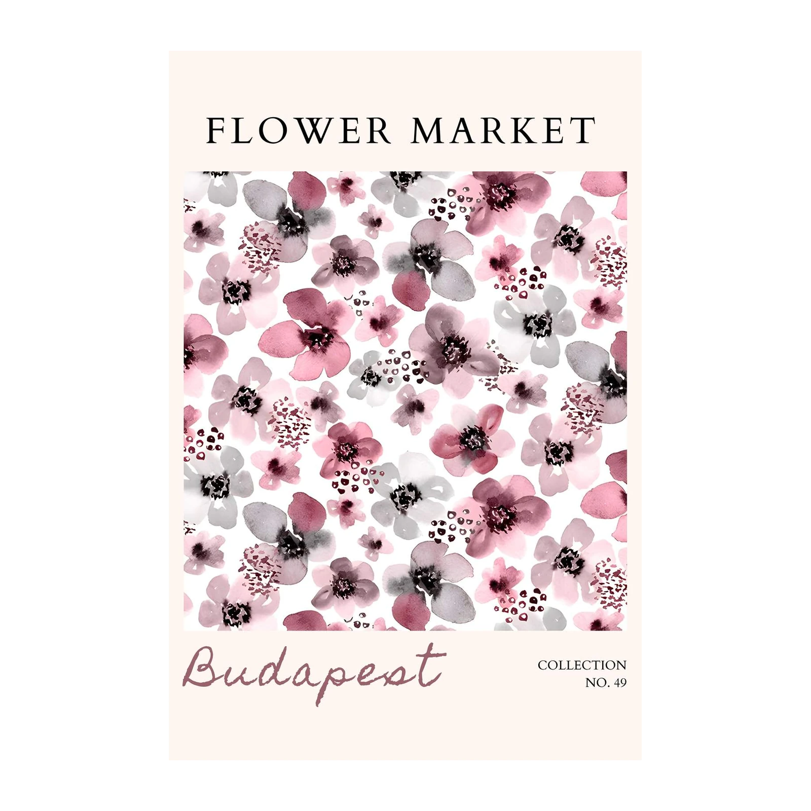 Elegant Watercolor Floral Budapest Wall Art