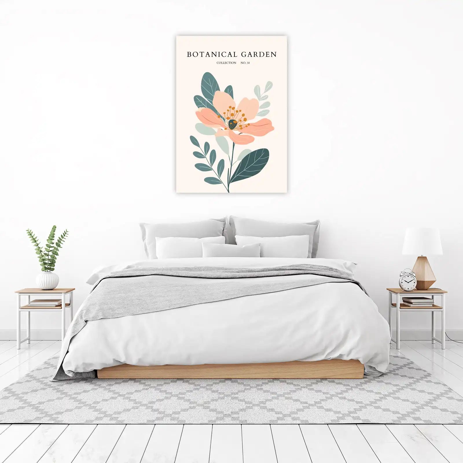 Modern Peach Floral Botanical Garden Wall Art