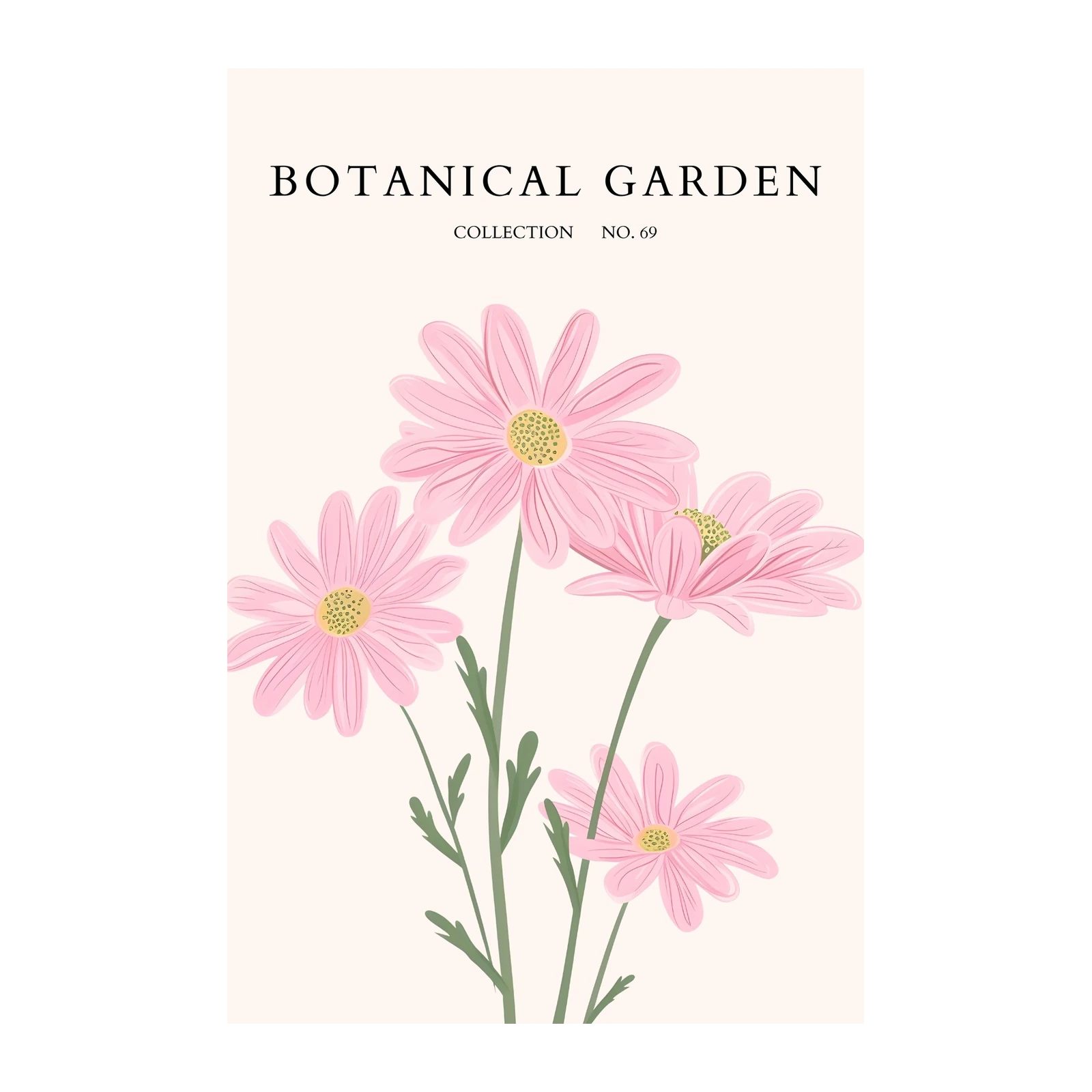 Botanical Garden Pink Daisy Wall Art