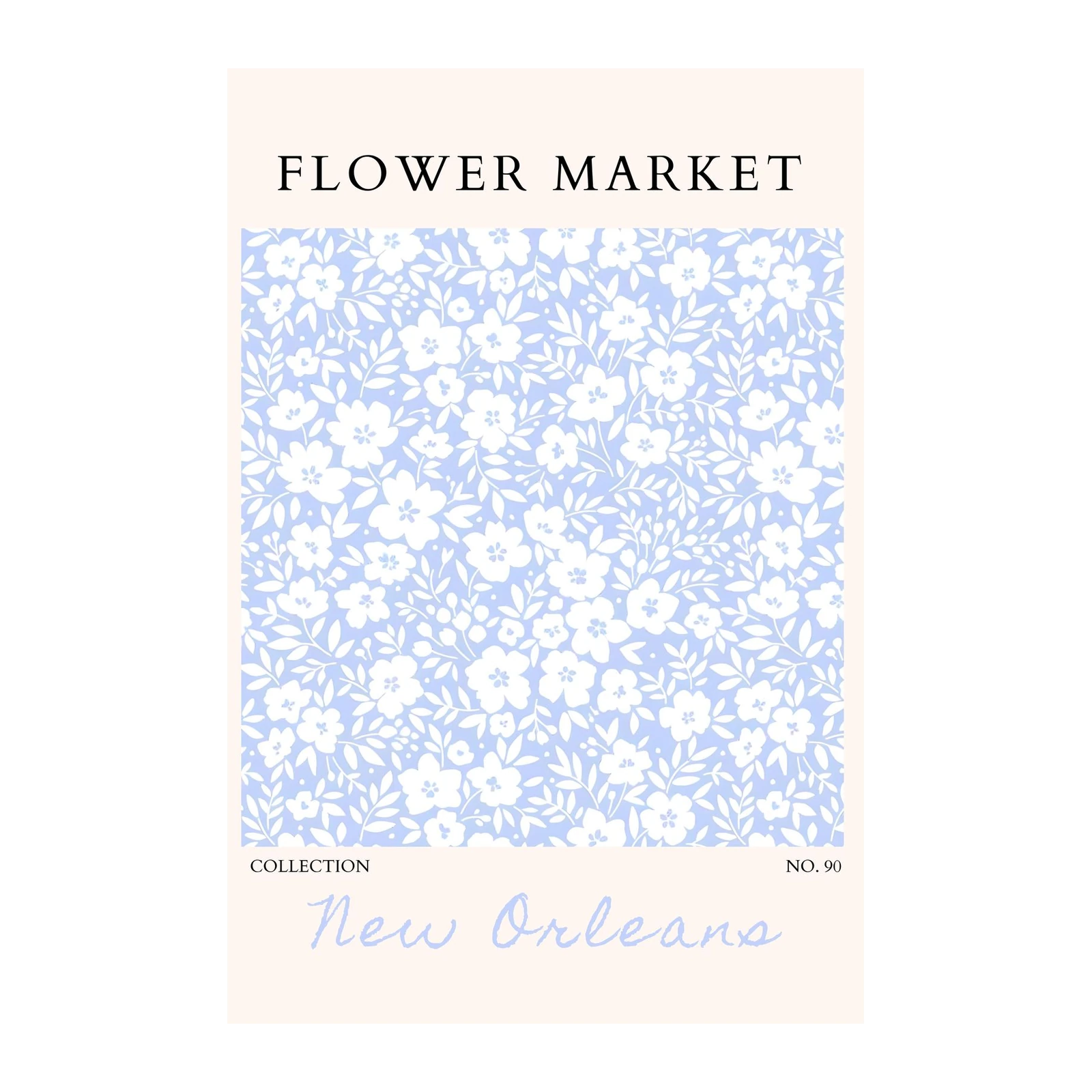 New Orleans Floral Light Blue Wall Art