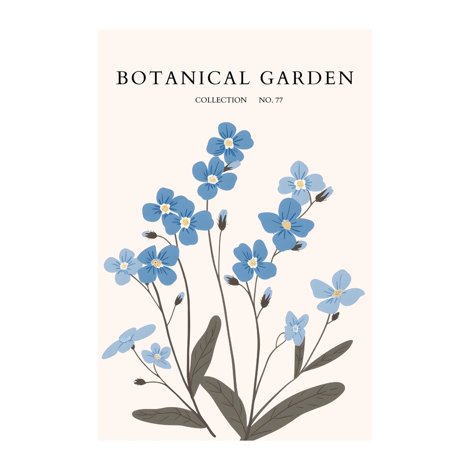 Serene Blue Forget-Me-Nots Botanical Wall Art