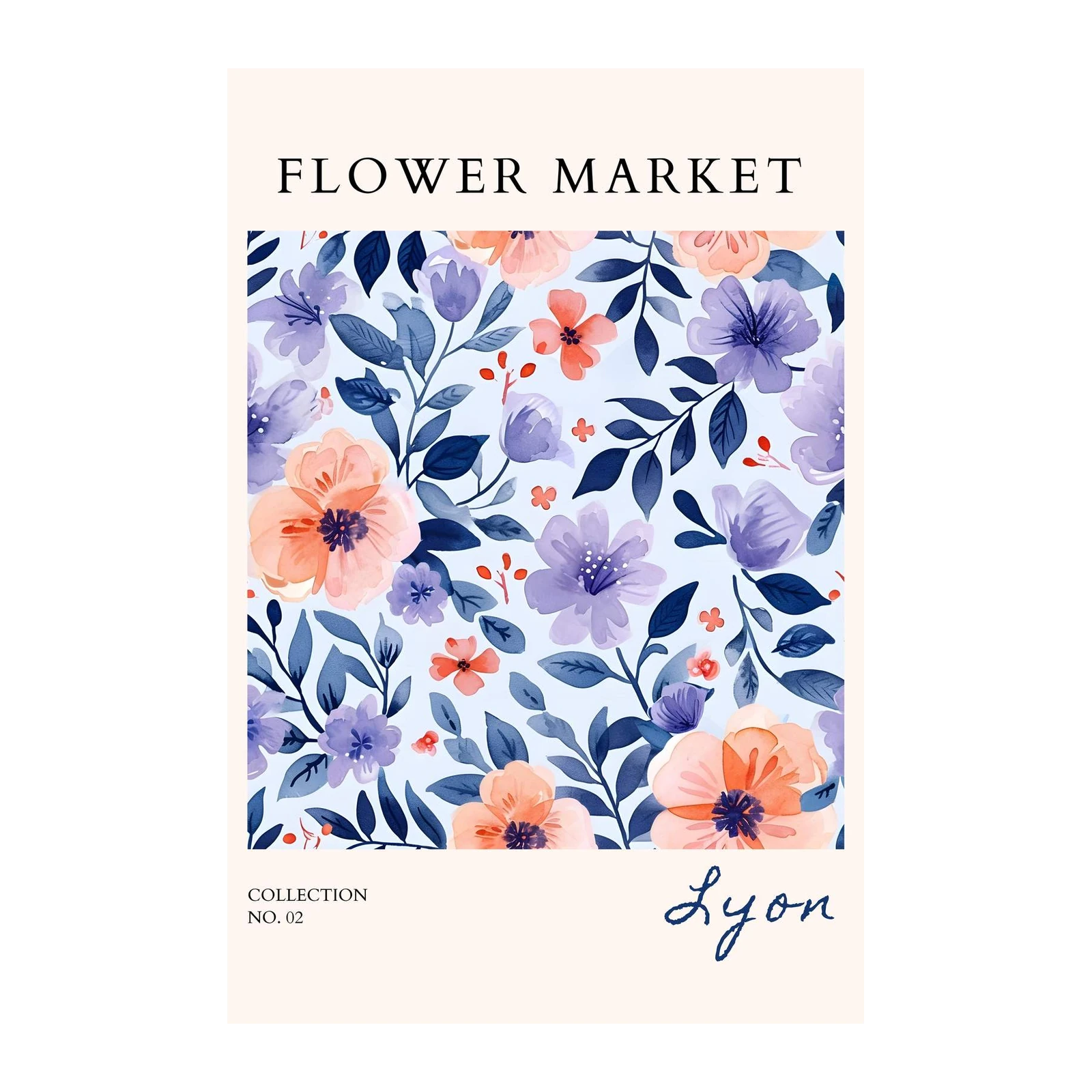 Floral Watercolour Market Lyon Wall Art