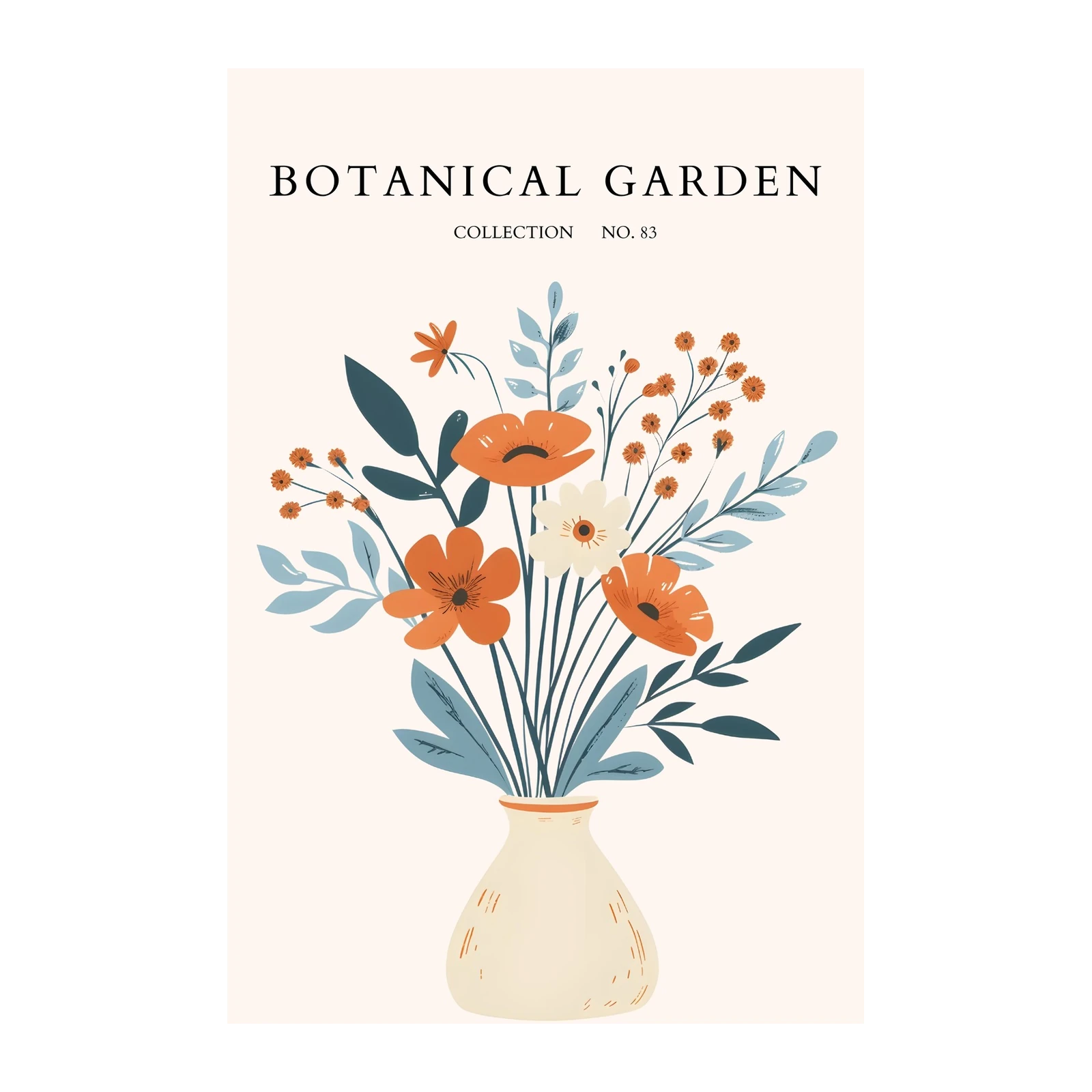Orange Floral Botanical Garden Wall Art