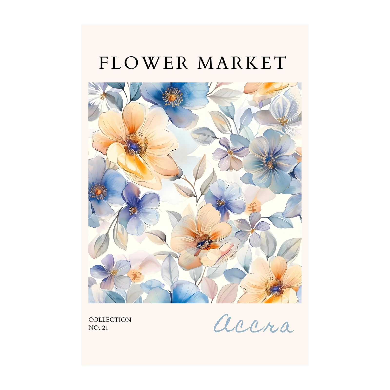 Serene Floral Market Watercolor Wall Art