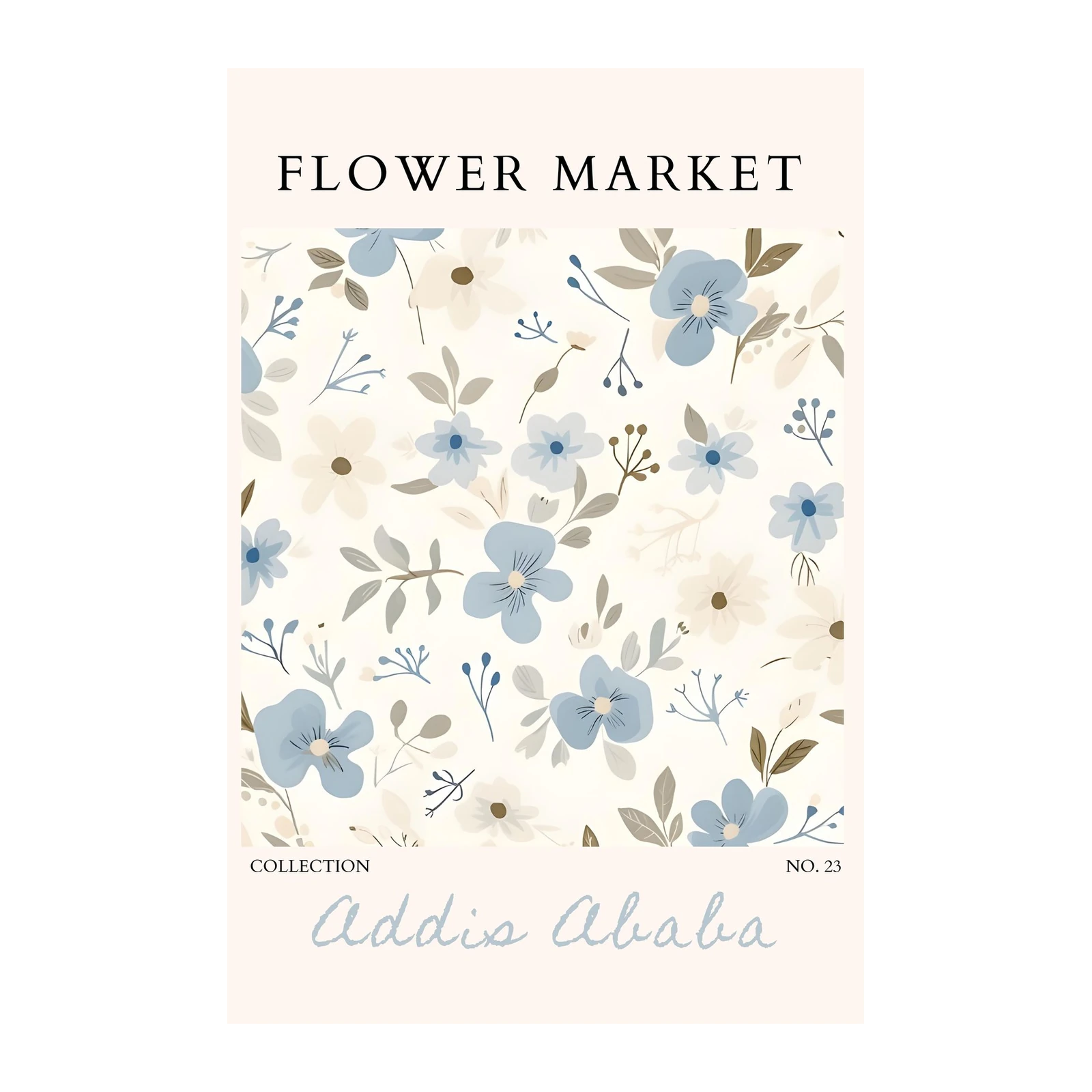 Floral Tranquility Blue Flower Market Wall Art