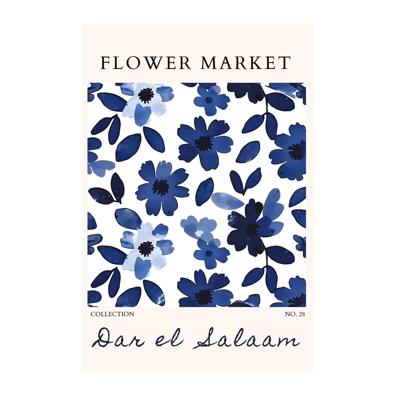 Blue Floral 'Flower Market' Wall Art