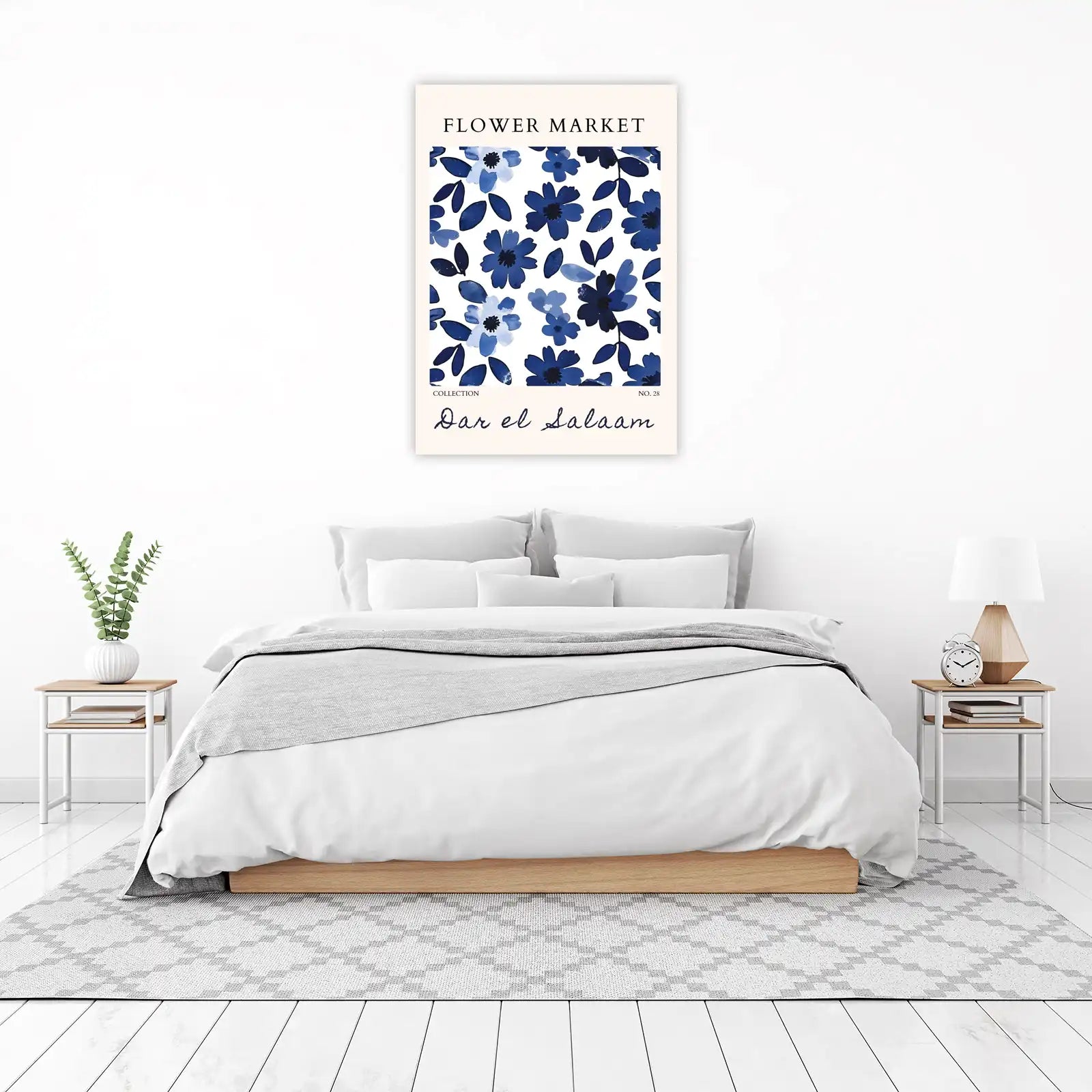 Blue Floral 'Flower Market' Wall Art