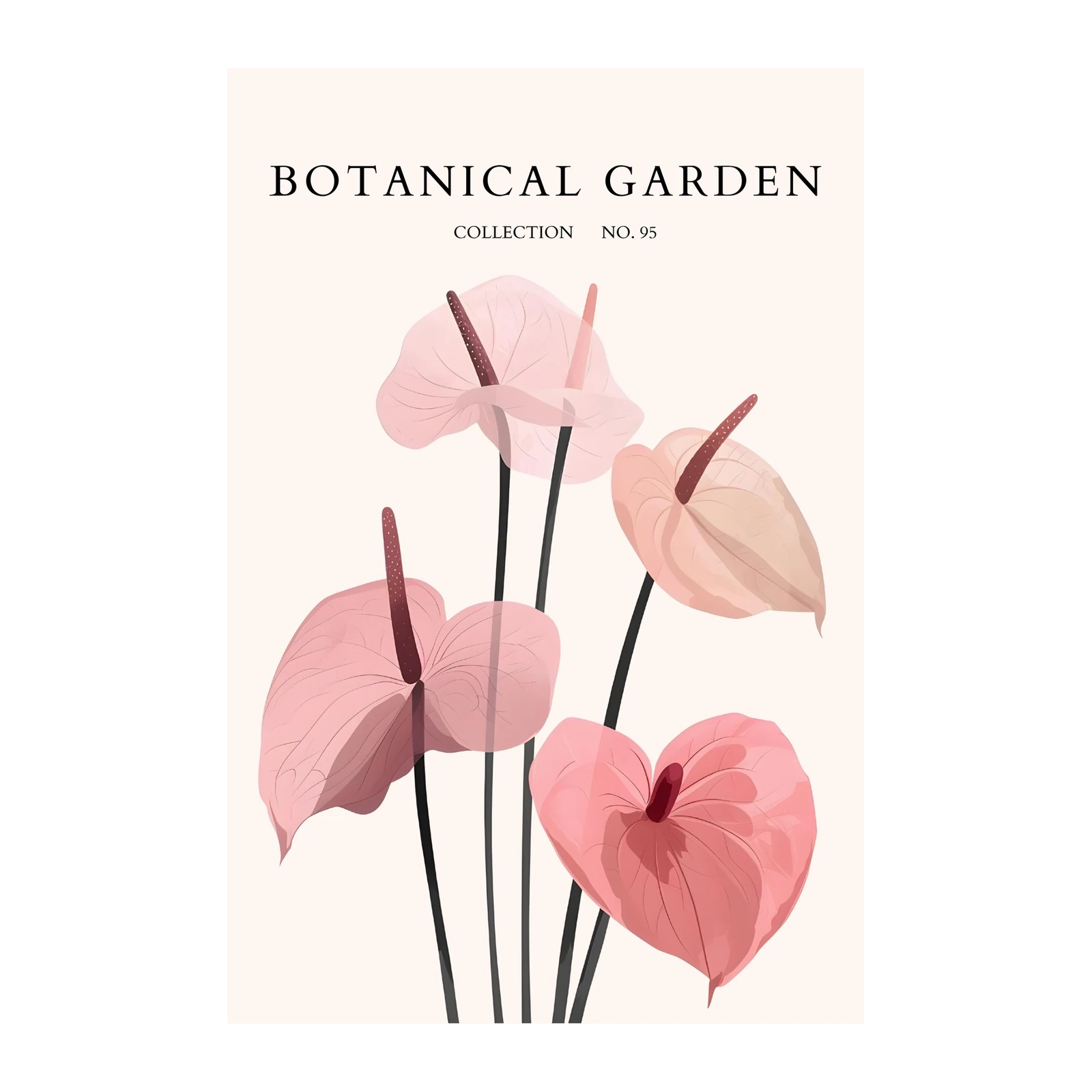 Blush Pink Anthurium Botanical Garden Wall Art