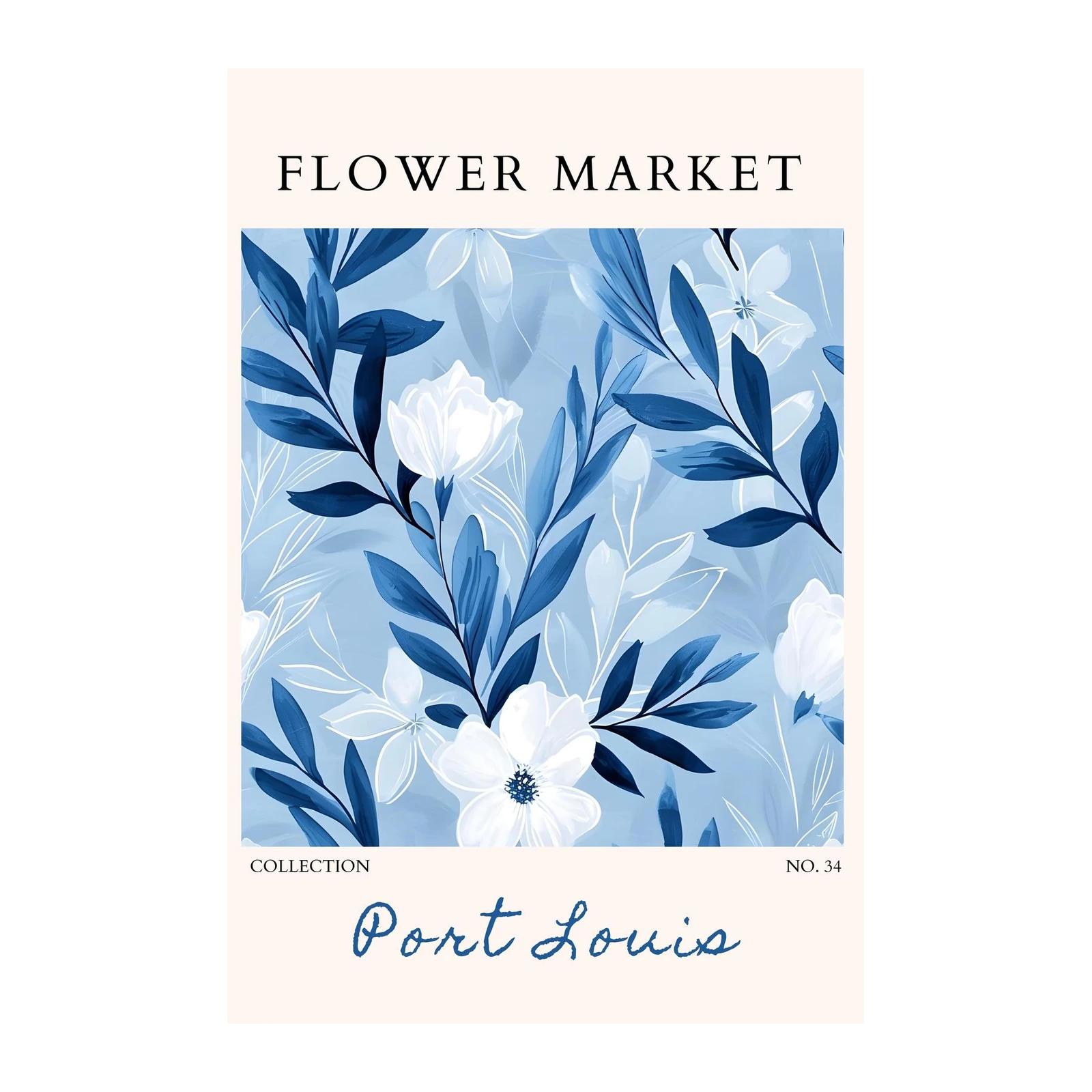 Blue Floral Market "Port Louis" Wall Art