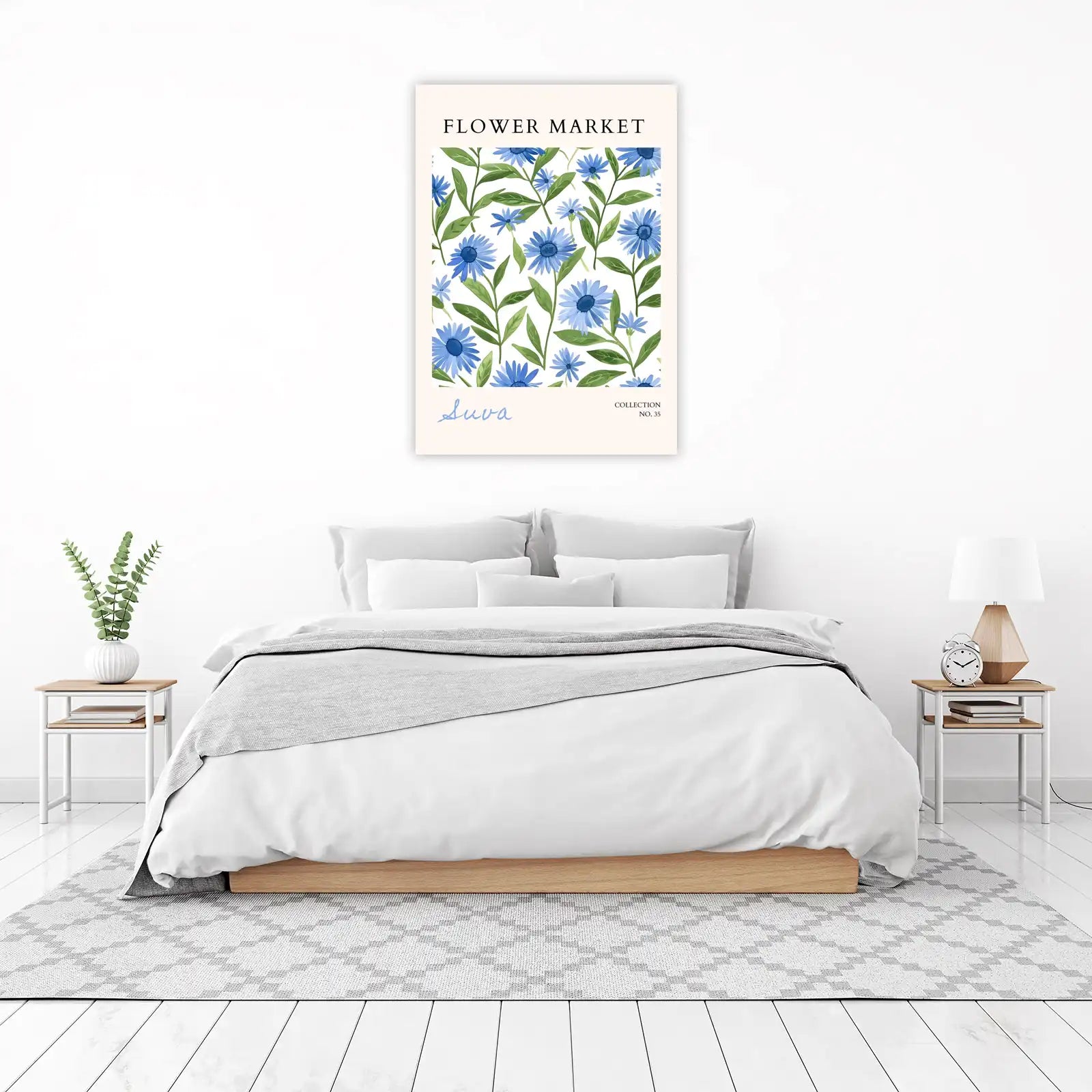 Blue Daisy Flower Market Wall Art Wall Art