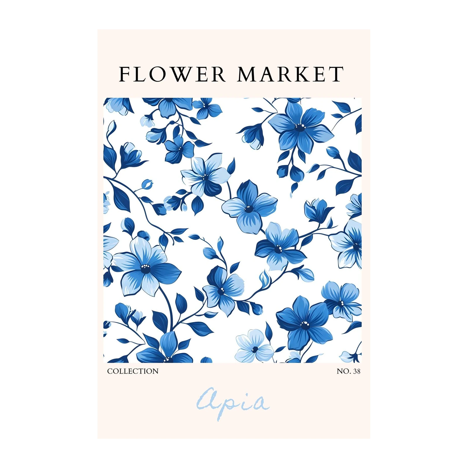 Blue Floral Botanical Wall Art
